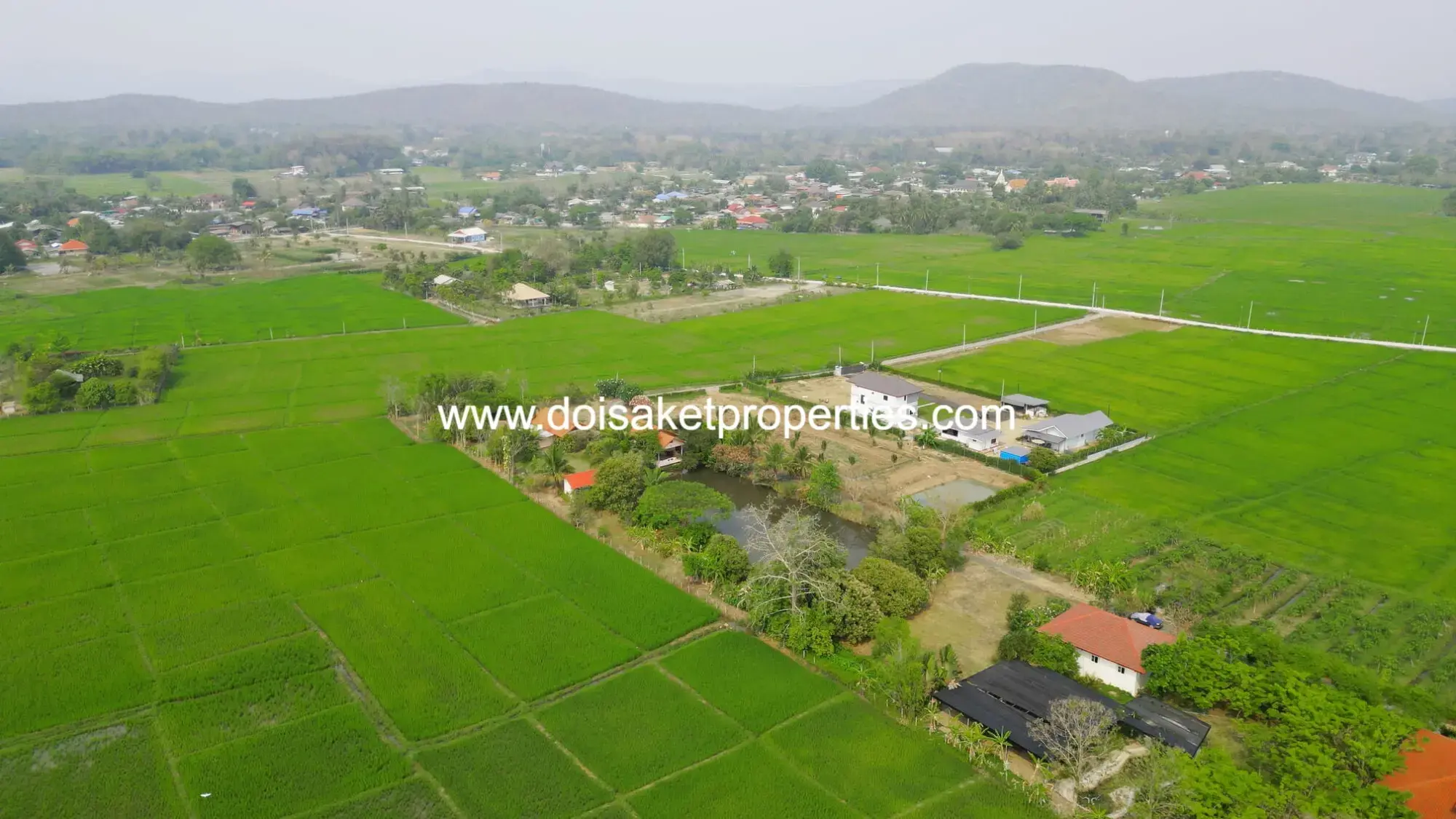 (LS406-04) Peaceful 4+ Rai Plot of Land with Homes and Mountain Views for Sale in Pa Pong, Doi Saket