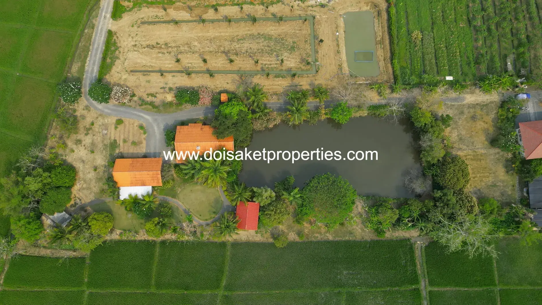 (LS406-04) Peaceful 4+ Rai Plot of Land with Homes and Mountain Views for Sale in Pa Pong, Doi Saket