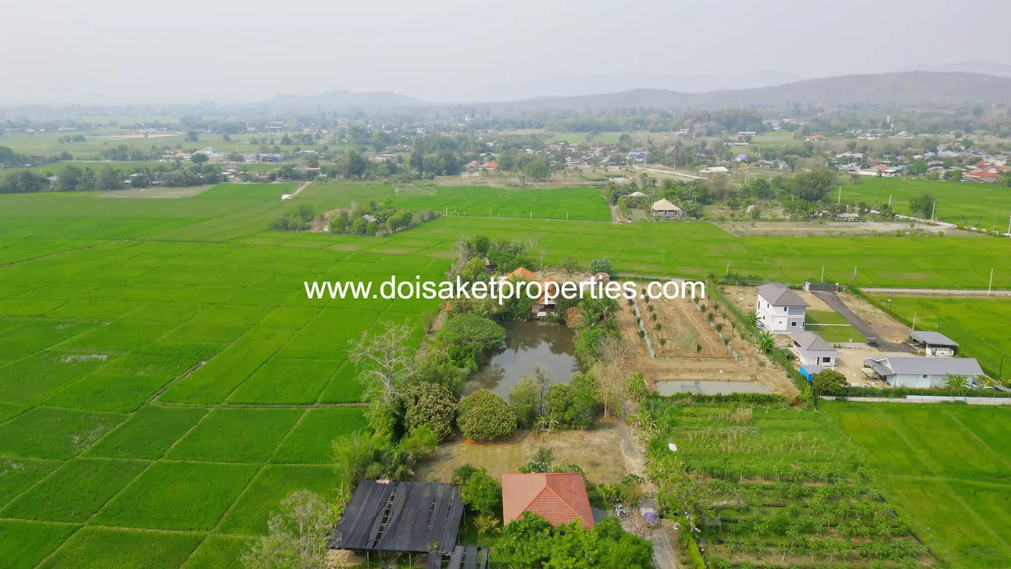 (LS406-04) Peaceful 4+ Rai Plot of Land with Homes and Mountain Views for Sale in Pa Pong, Doi Saket