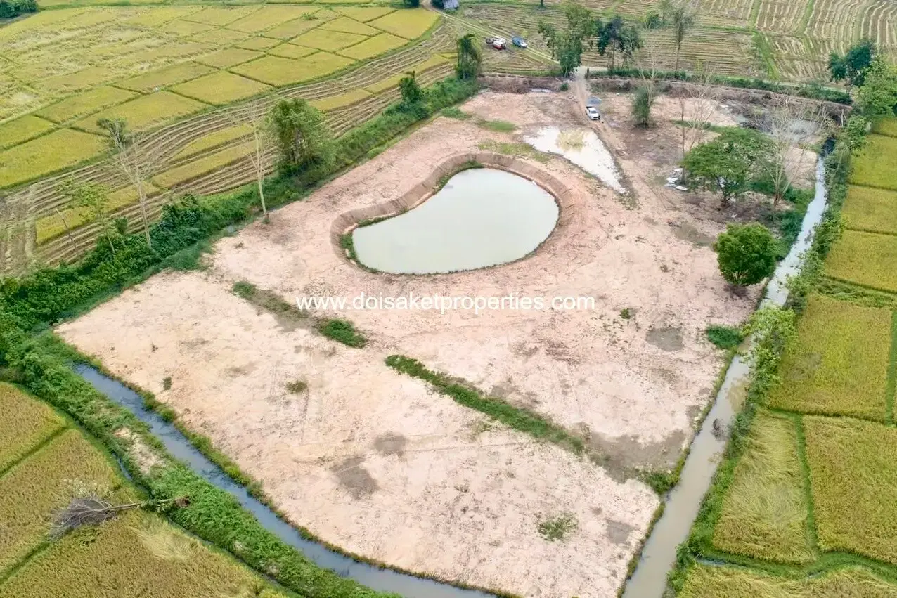 (LS412-08) Scenic 8+ Rai Land in the Countryside with Mountain &amp; Rice Field Views for Sale in Luang Nuea, Doi Saket, Chiang Mai