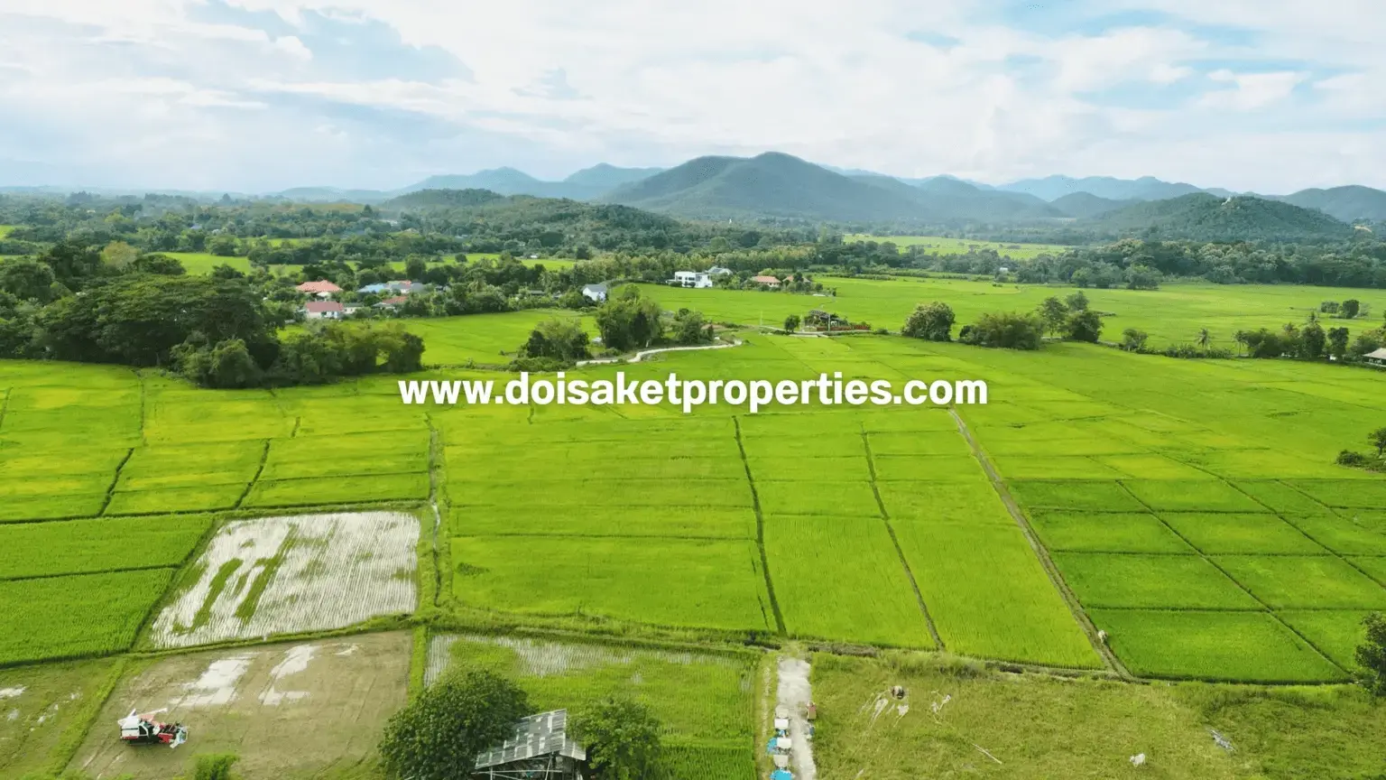 (LS414-07) Lovely 7-Rai Plot of Countryside Land Surrounded by Rice Fields and Mountain Views for Sale in Luang Nuea, Doi Saket, Chiang Mai
