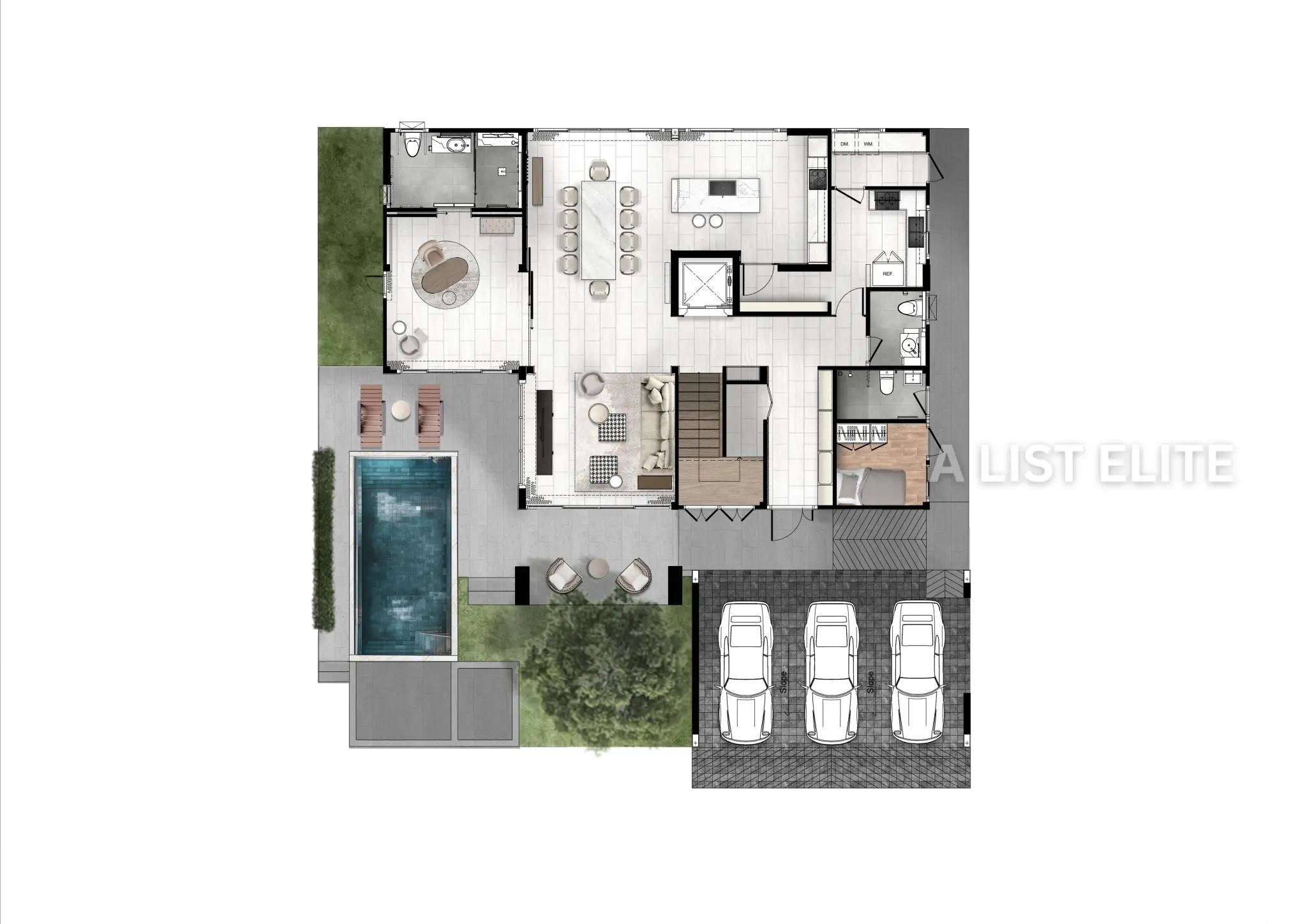 วิลล่า 4 ห้องนอน 6 ห้องน้ำ พื้นที่ใช้สอย 505 ตร.ม. ที่ Veera Grand Pattaya 