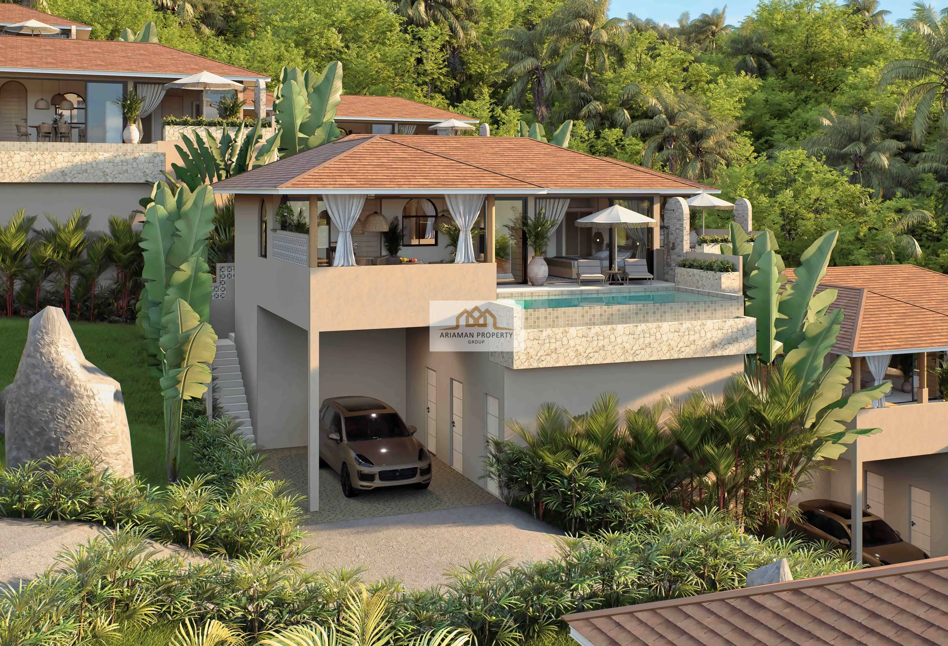 Seaview Two-Story Villa with Private Infinity Pool in Secluded Lamai Hillside