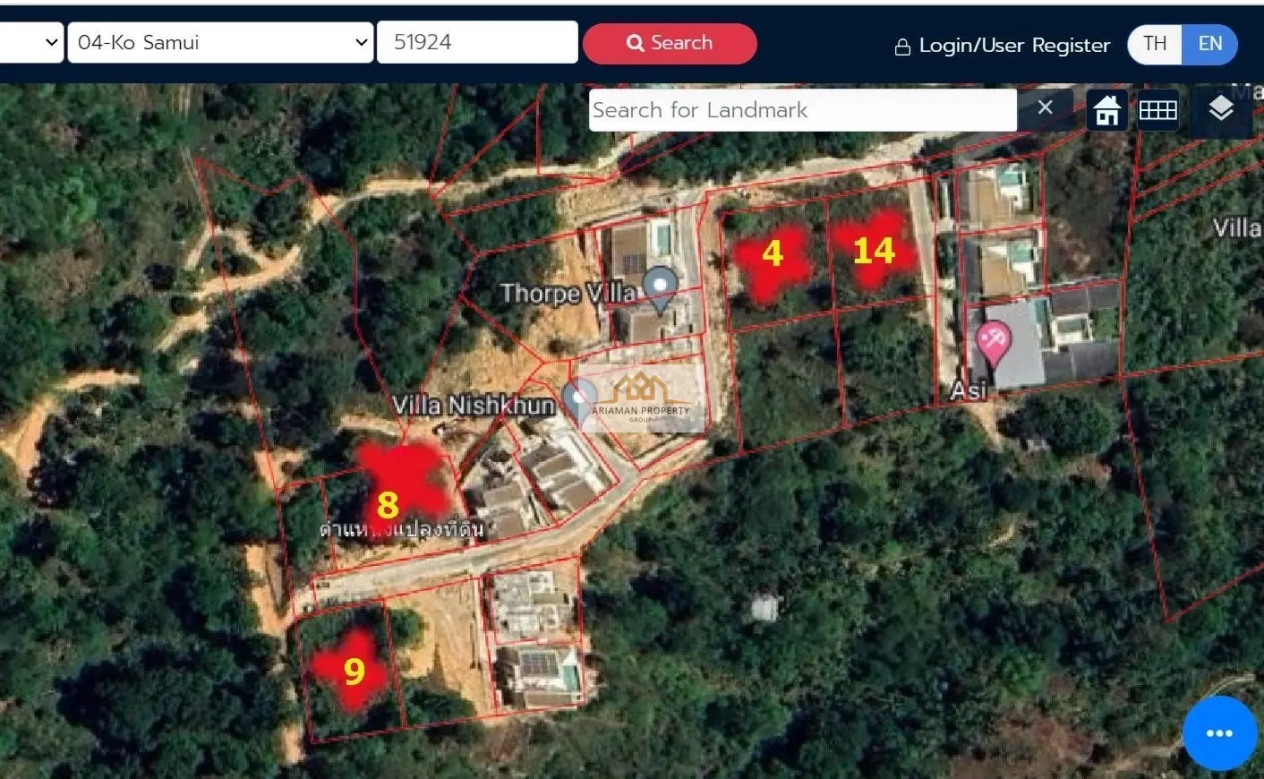 Elevated single Land Plots with Stunning Ocean Views in Chaweng Hill, Ko Samui