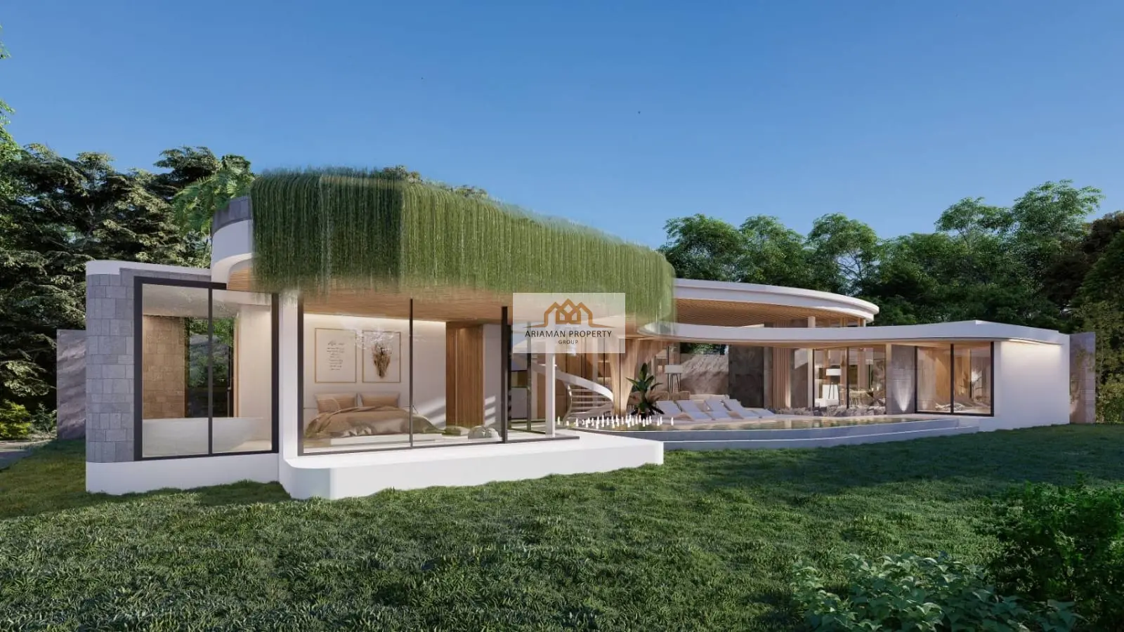 Modern Single-Story Off-Plan Home with Pool and Rooftop Garden in Bang Kao