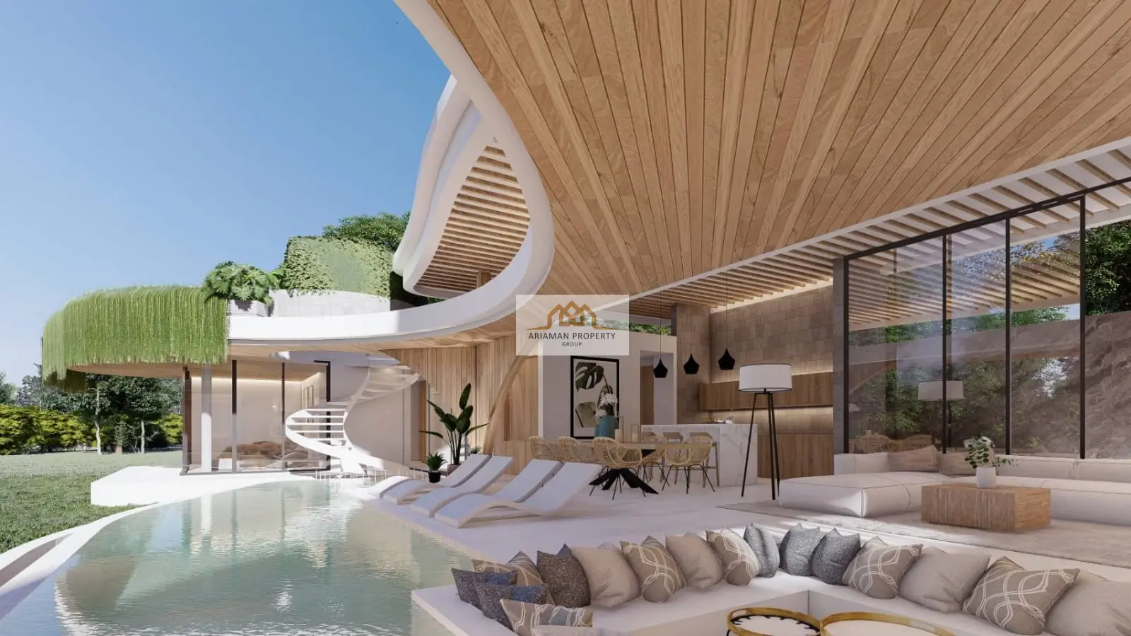 Modern Single-Story Off-Plan Home with Pool and Rooftop Garden in Bang Kao