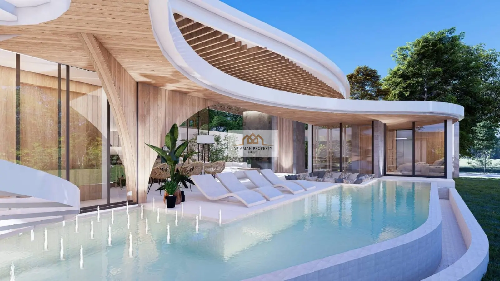 Modern Single-Story Off-Plan Home with Pool and Rooftop Garden in Bang Kao