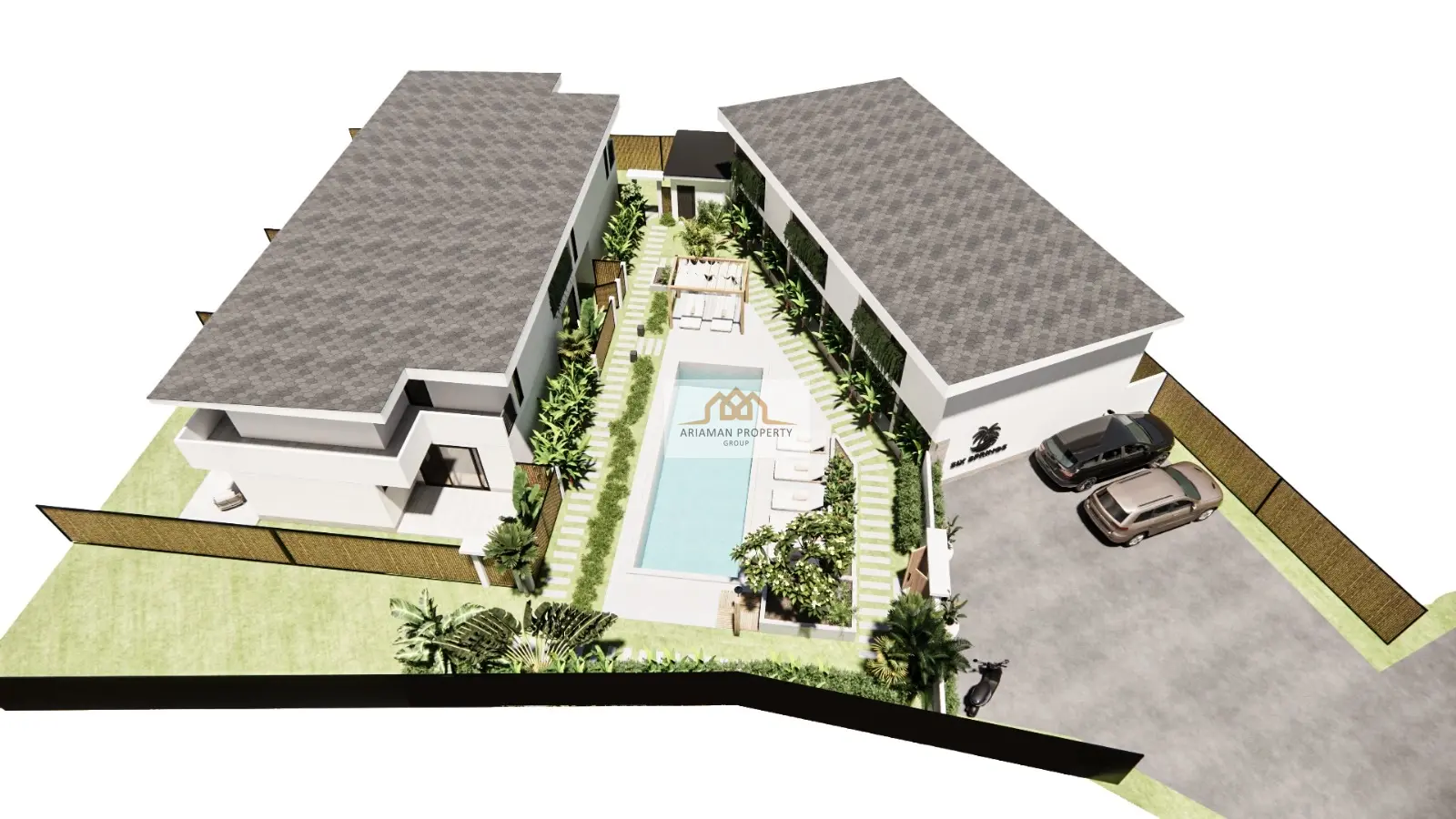 บ้านแปลนล่วงหน้าสมัยใหม่ 1 ห้องนอนพร้อมสนามกีฬาเอกชนในหมาเร็ด เกาะสมุย