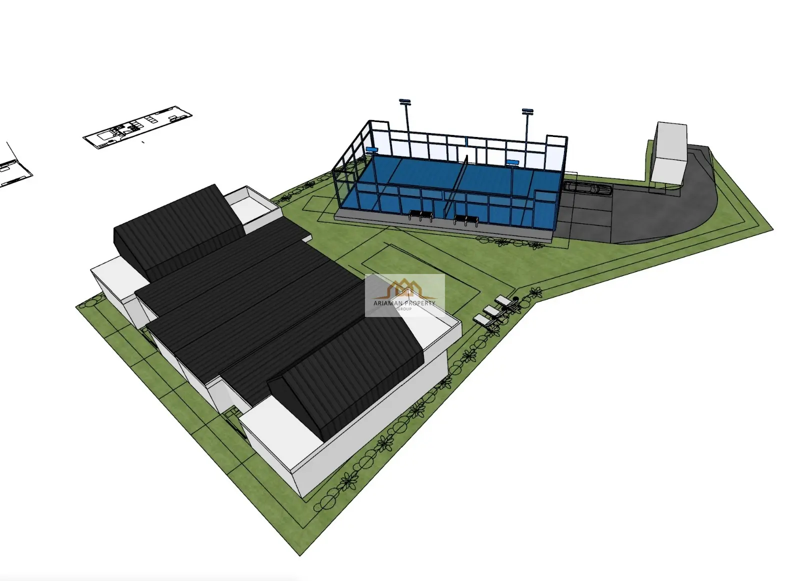 บ้านแปลนล่วงหน้าสมัยใหม่ 1 ห้องนอนพร้อมสนามกีฬาเอกชนในหมาเร็ด เกาะสมุย