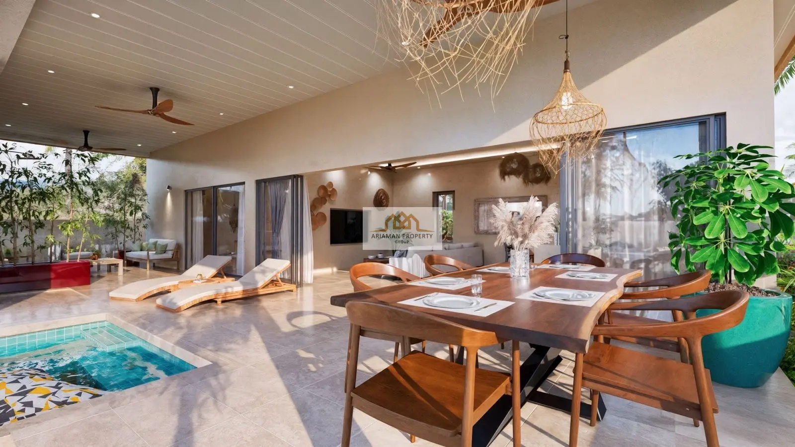 Single-Story 2-Bedroom Home with Private Pool in Lamai, Ko Samui