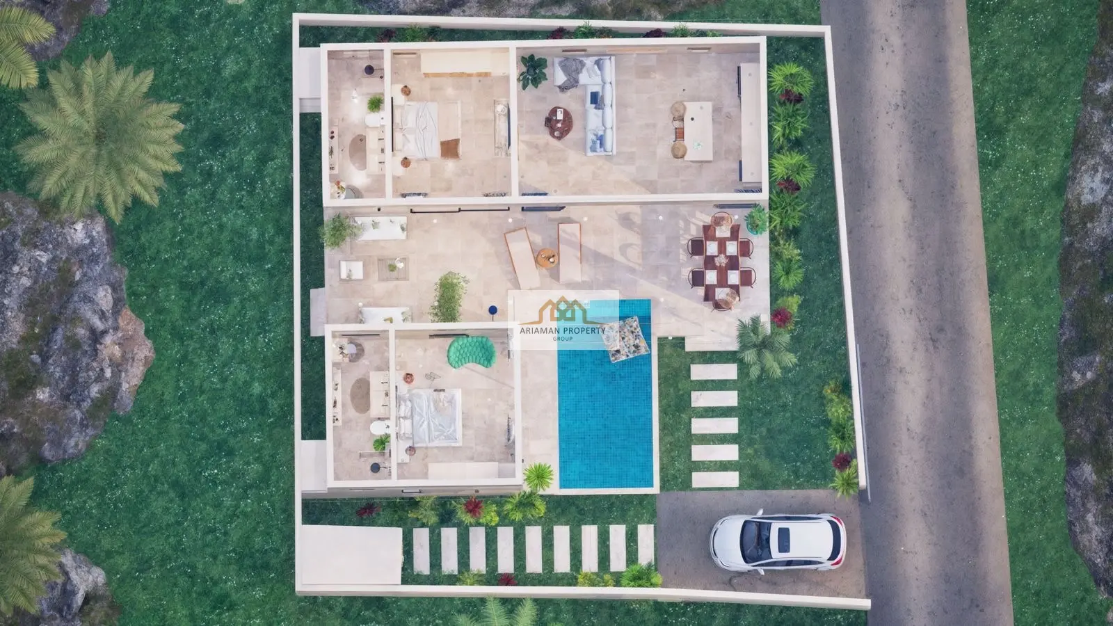 Single-Story 2-Bedroom Home with Private Pool in Lamai, Ko Samui