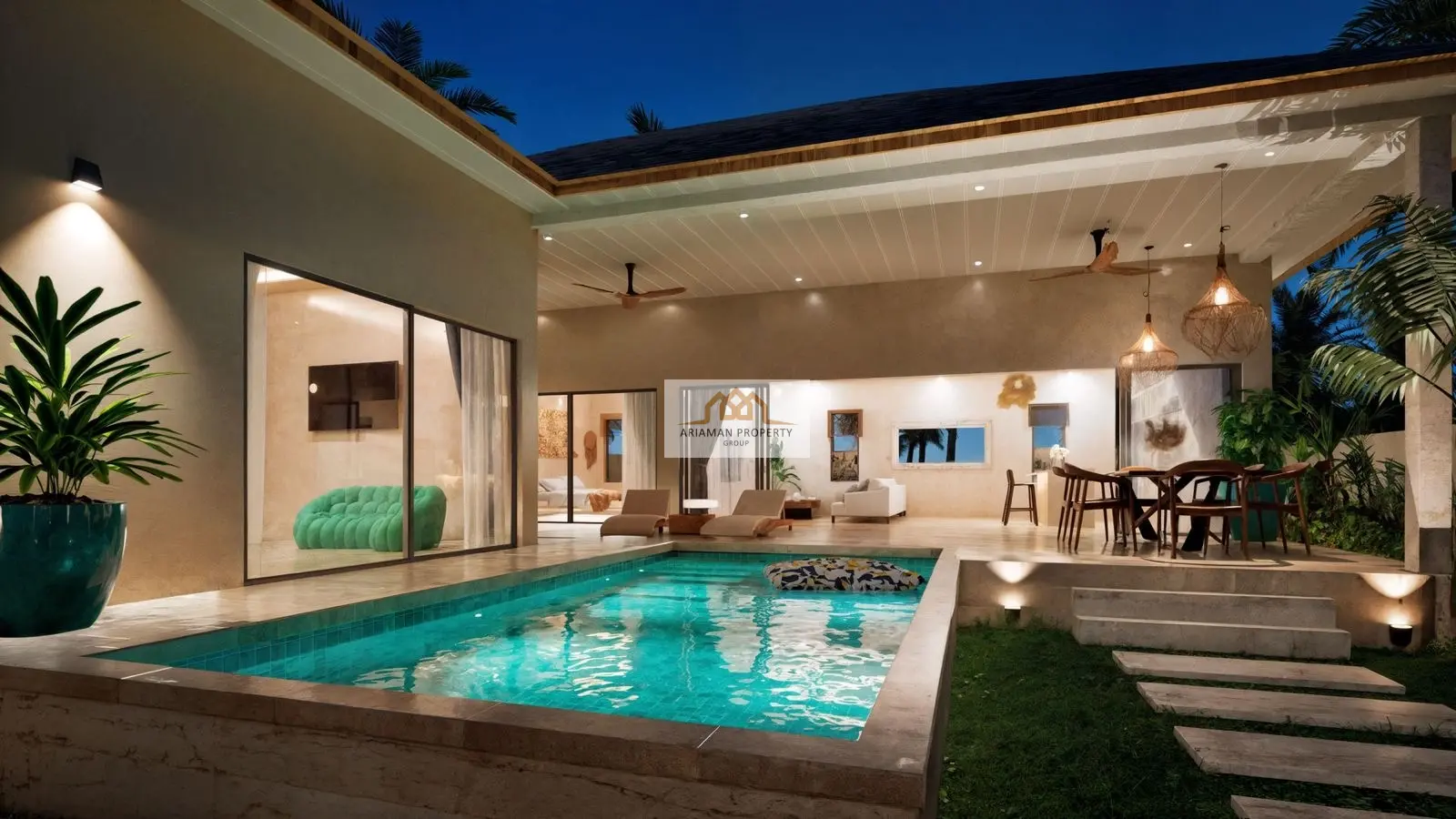 Single-Story 2-Bedroom Home with Private Pool in Lamai, Ko Samui