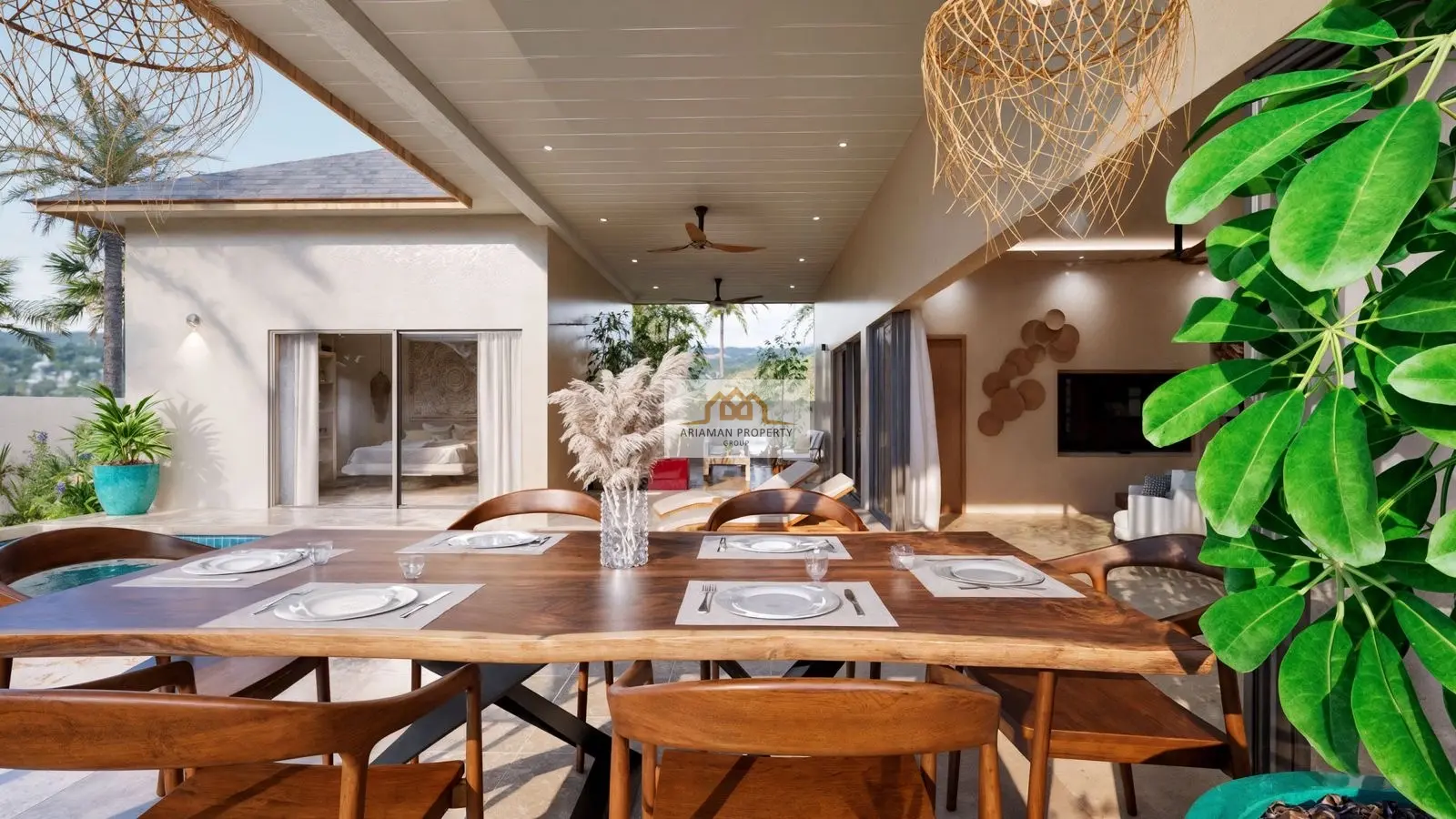 Single-Story 2-Bedroom Home with Private Pool in Lamai, Ko Samui