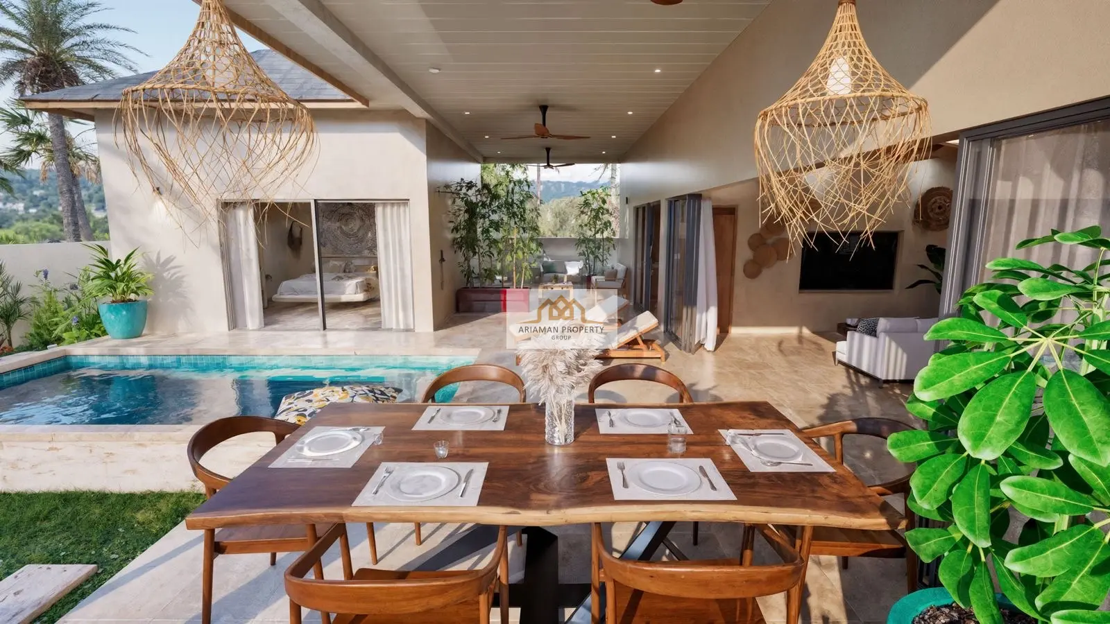 Single-Story 2-Bedroom Home with Private Pool in Lamai, Ko Samui