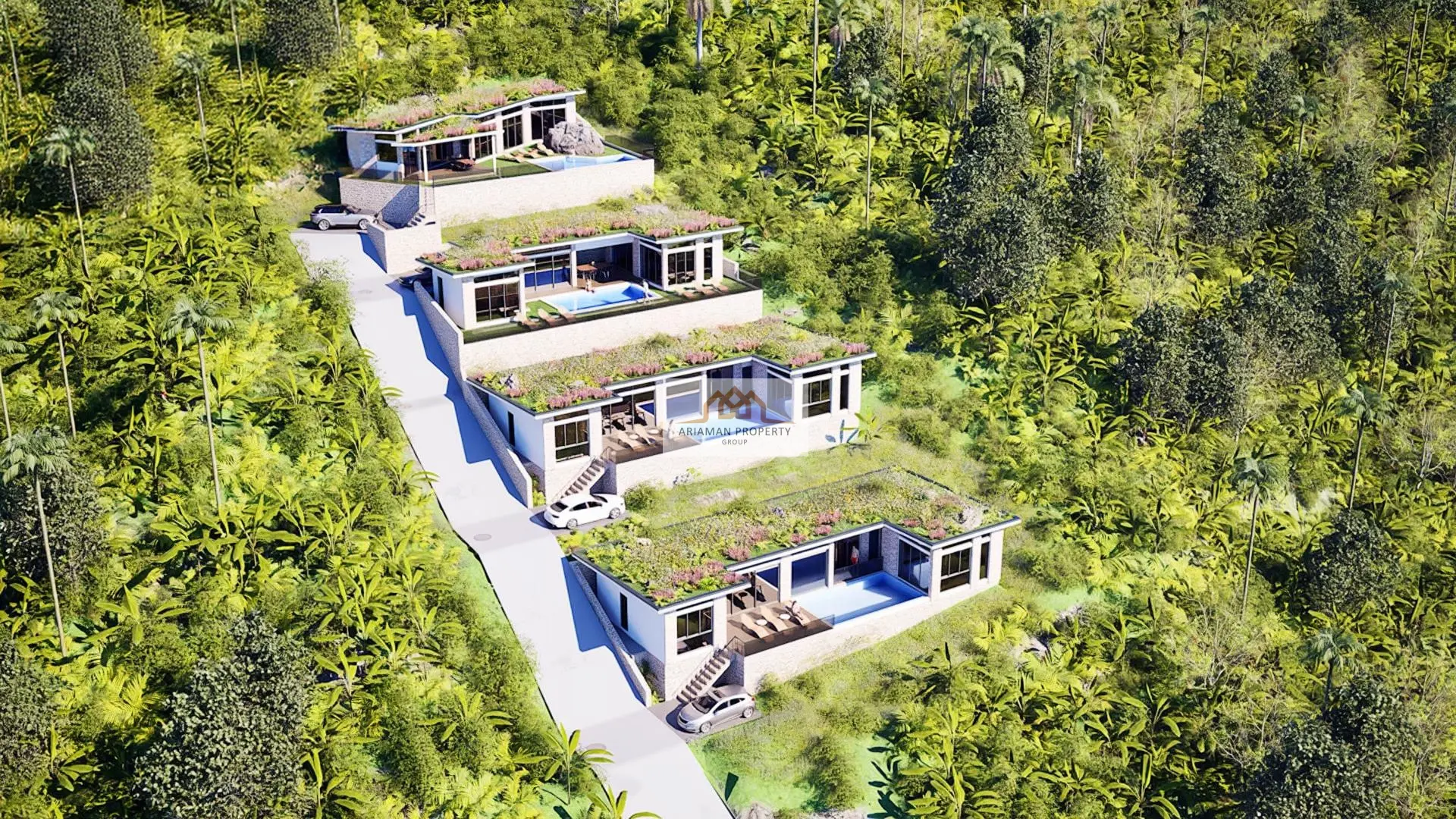 บ้านชั้นเดียวสไตล์โมเดิร์นพร้อมวิวที่สวยงามและสระว่ายน้ำส่วนตัวในมะเร็ต เกาะสมุย