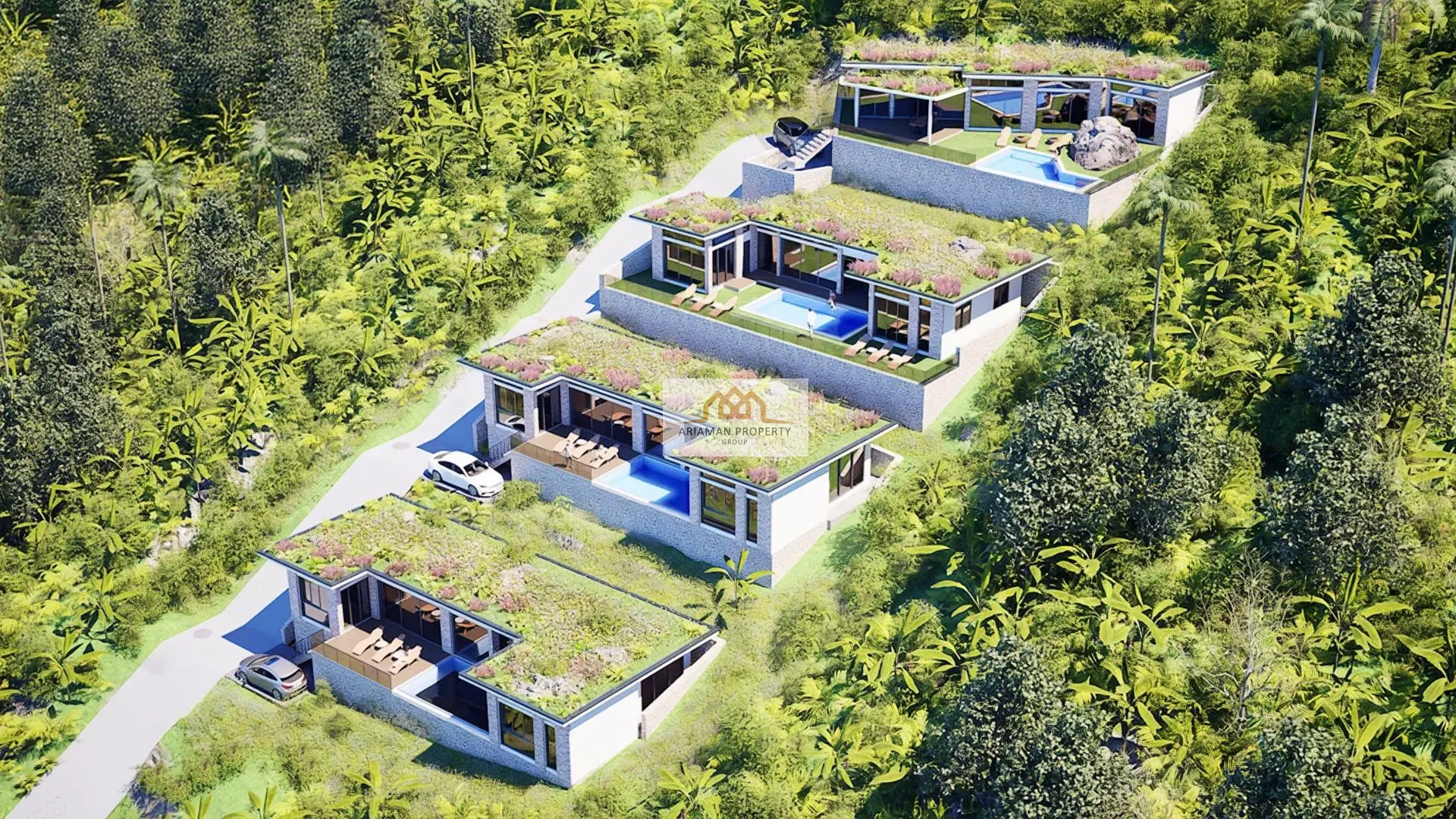 บ้านชั้นเดียวสไตล์โมเดิร์นพร้อมวิวที่สวยงามและสระว่ายน้ำส่วนตัวในมะเร็ต เกาะสมุย