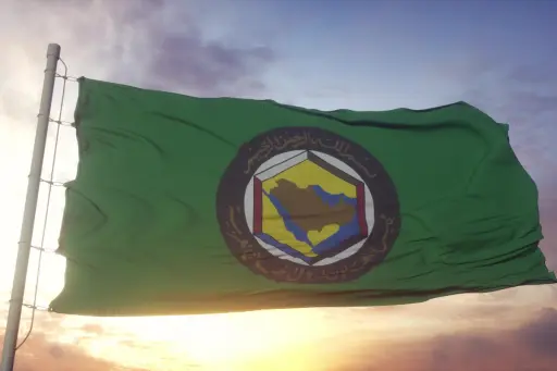 a Flag with the sunset background