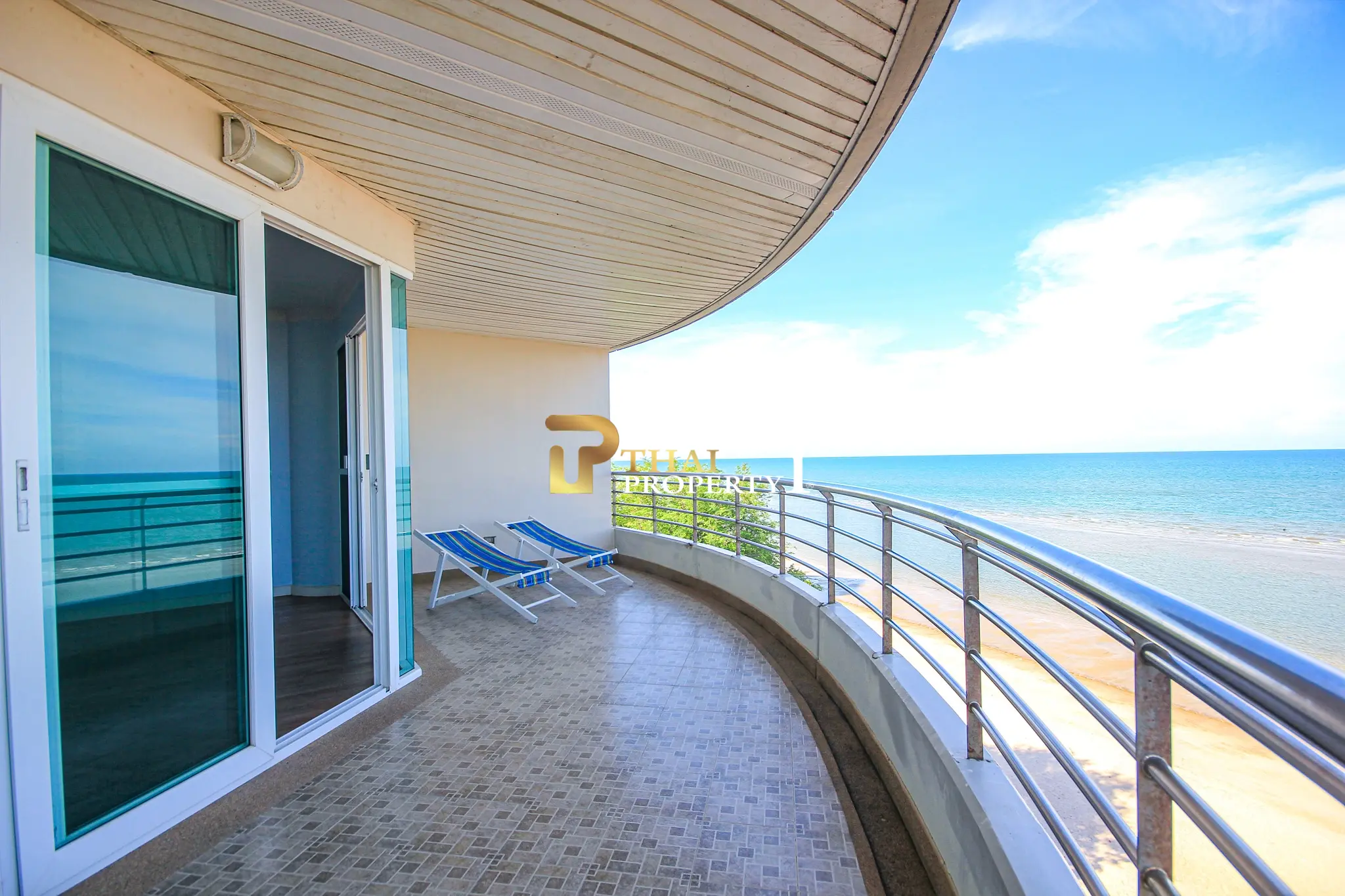 Beachfront 2-Bedroom Condo with Ocean Views and Multiple Balconies at Baan Hansa Condo Cha Am