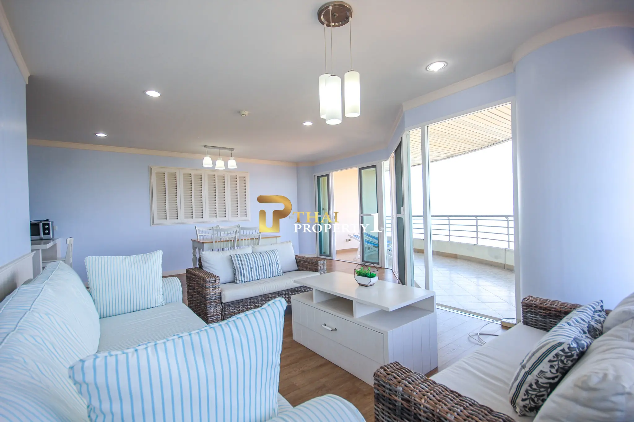 Beachfront 2-Bedroom Condo with Ocean Views and Multiple Balconies at Baan Hansa Condo Cha Am
