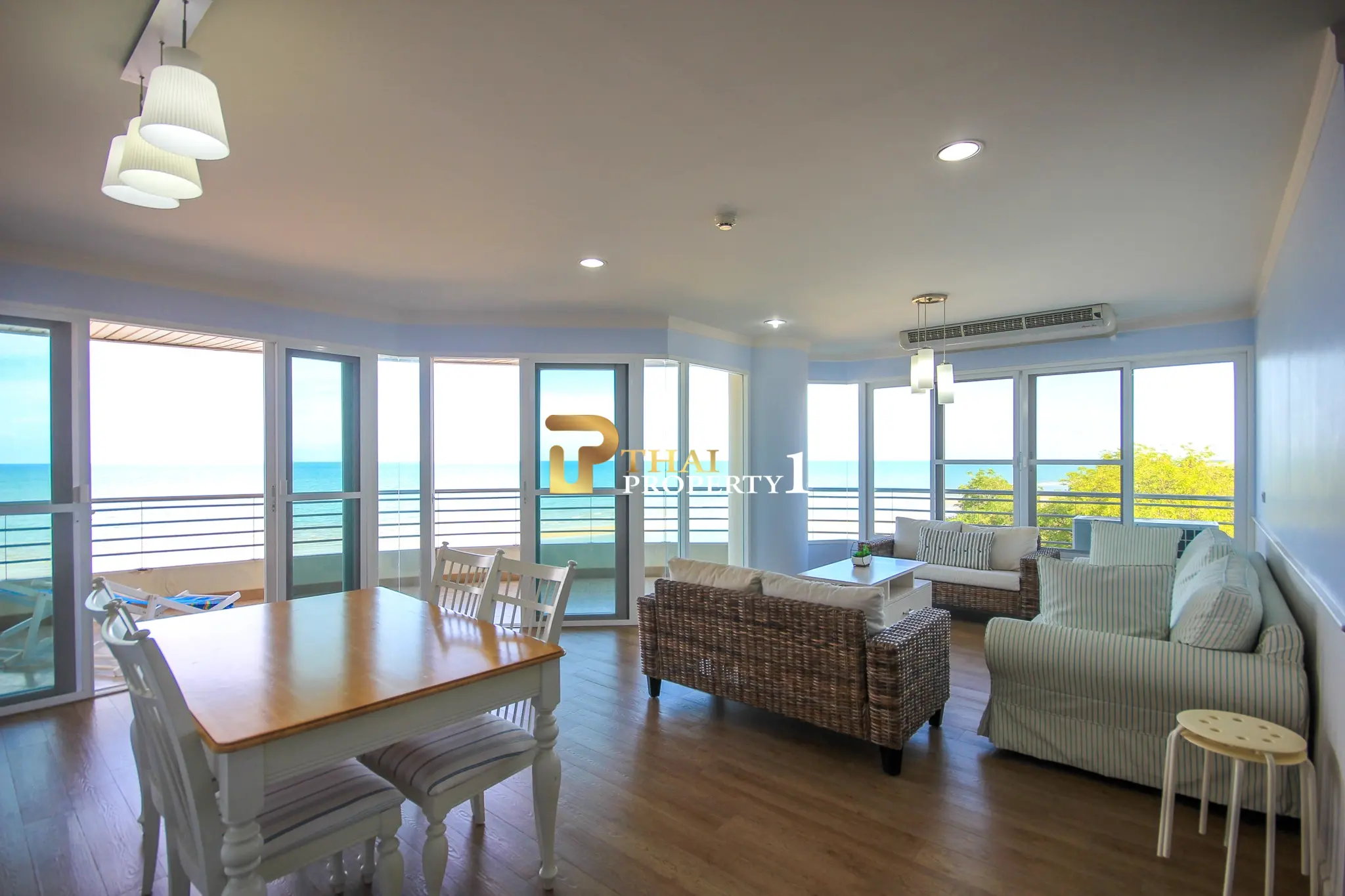 Beachfront 2-Bedroom Condo with Ocean Views and Multiple Balconies at Baan Hansa Condo Cha Am