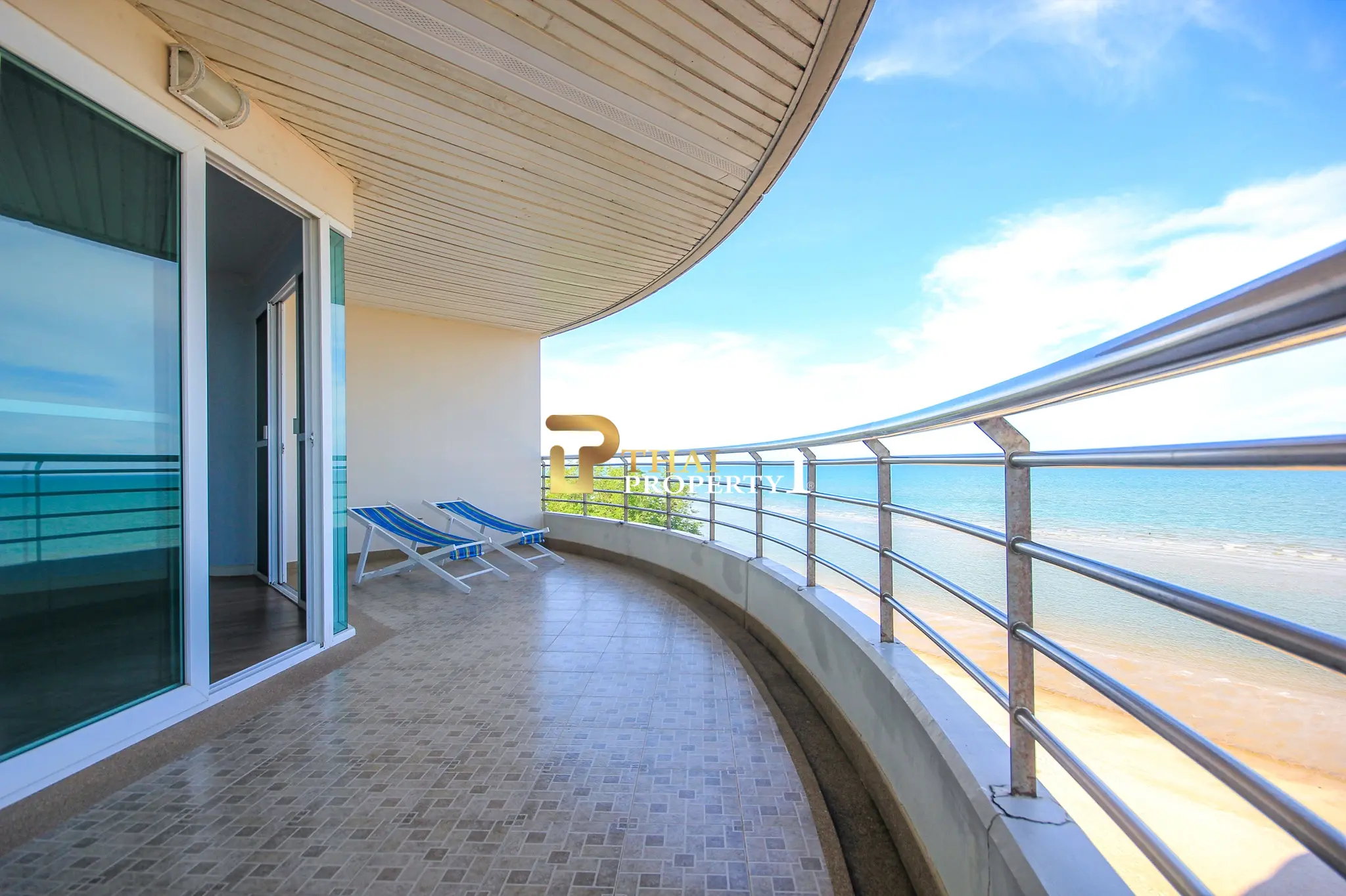 Beachfront 2-Bedroom Condo with Ocean Views and Multiple Balconies at Baan Hansa Condo Cha Am