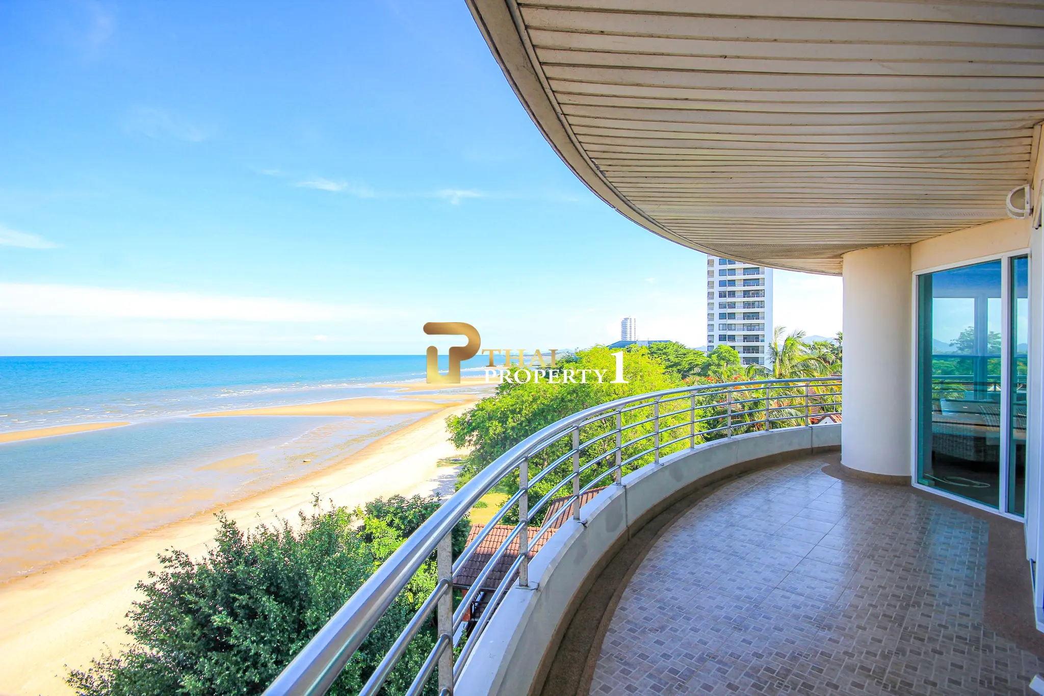 Beachfront 2-Bedroom Condo with Ocean Views and Multiple Balconies at Baan Hansa Condo Cha Am