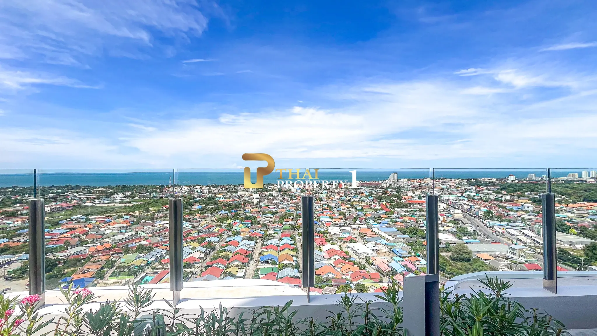 New 2-Bedroom Facing Stunning Ocean & City Views on 10th Floor At Blue Whale Condo Hua Hin