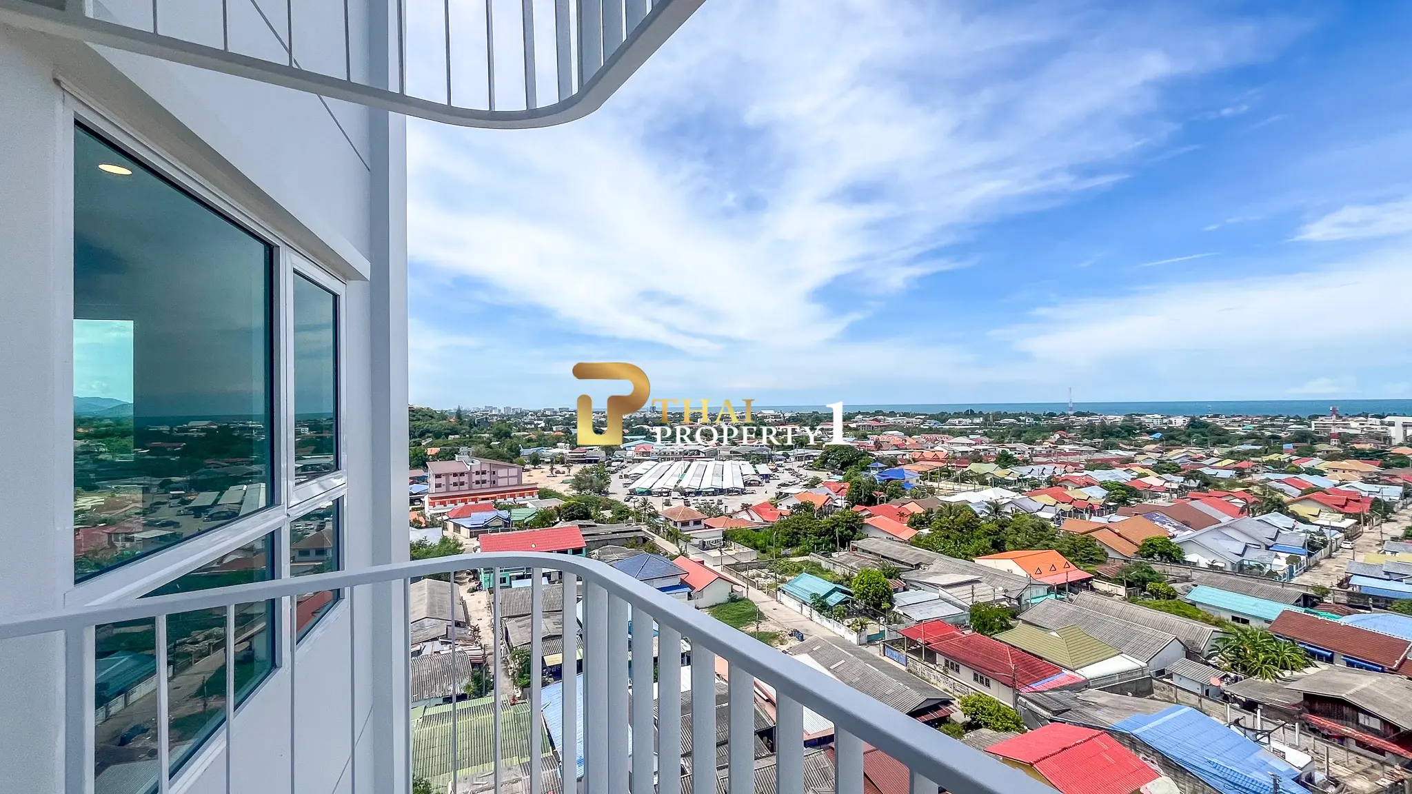 New 2-Bedroom Facing Stunning Ocean & City Views on 10th Floor At Blue Whale Condo Hua Hin