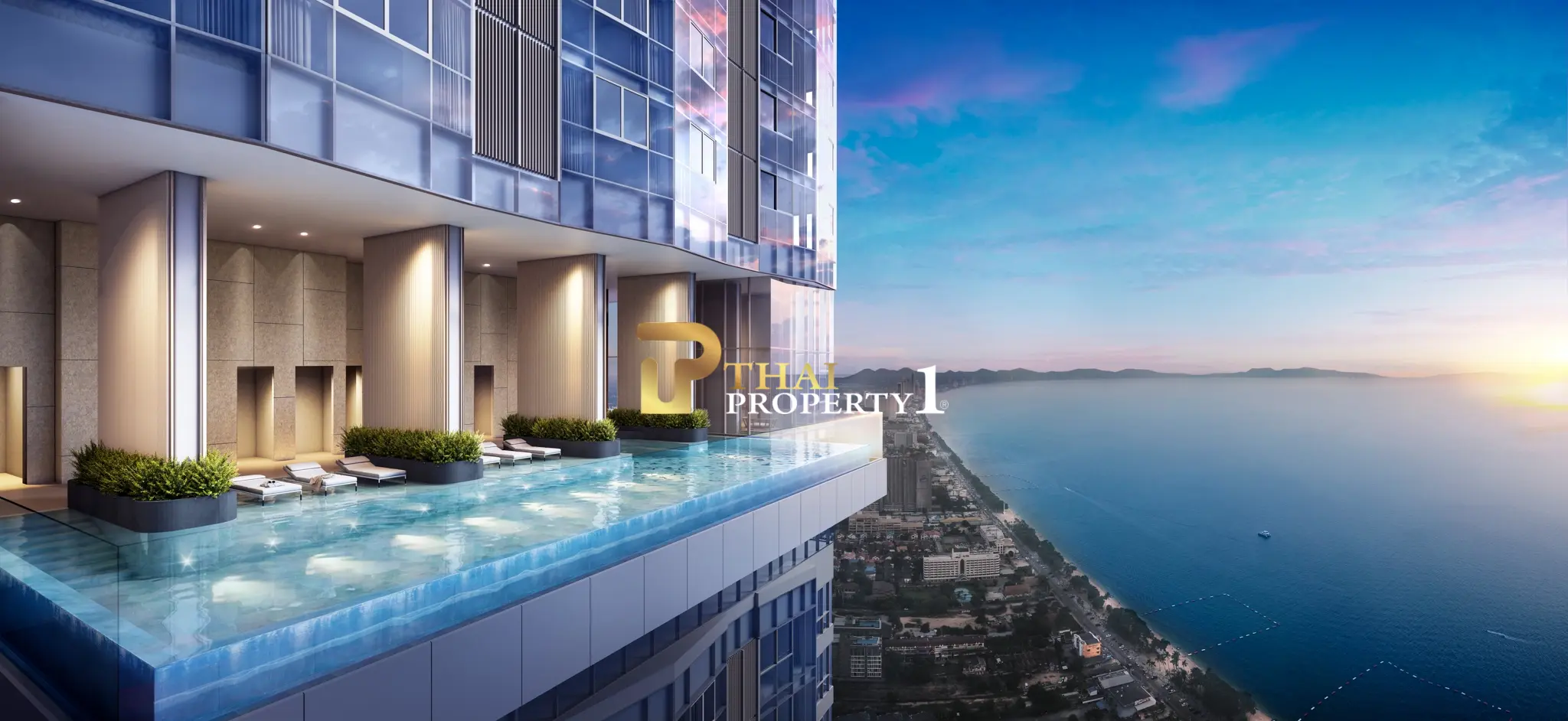 Luksuriøs 1-roms leilighet til salgs – Skypark Lucean Jomtien Pattaya, nær stranden