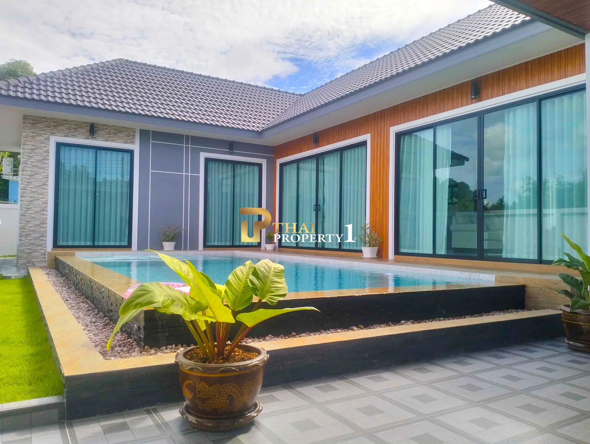 New Pool Villa 3 Bedroom For Sale - Near Mountain and Bangsaray Beach