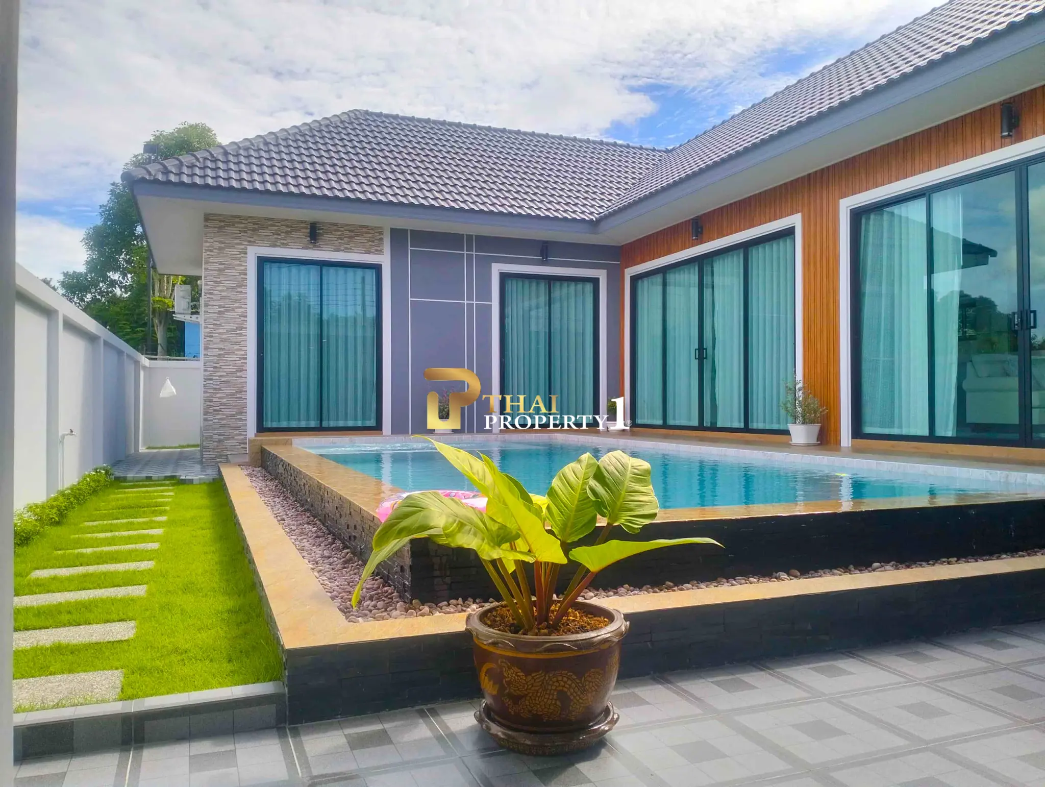 New Pool Villa 3 Bedroom For Sale - Near Mountain and Bangsaray Beach
