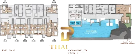 2 Bedroom Luxury Condo On 64.85 SQM. - Arom Jomtien (Off-plan)