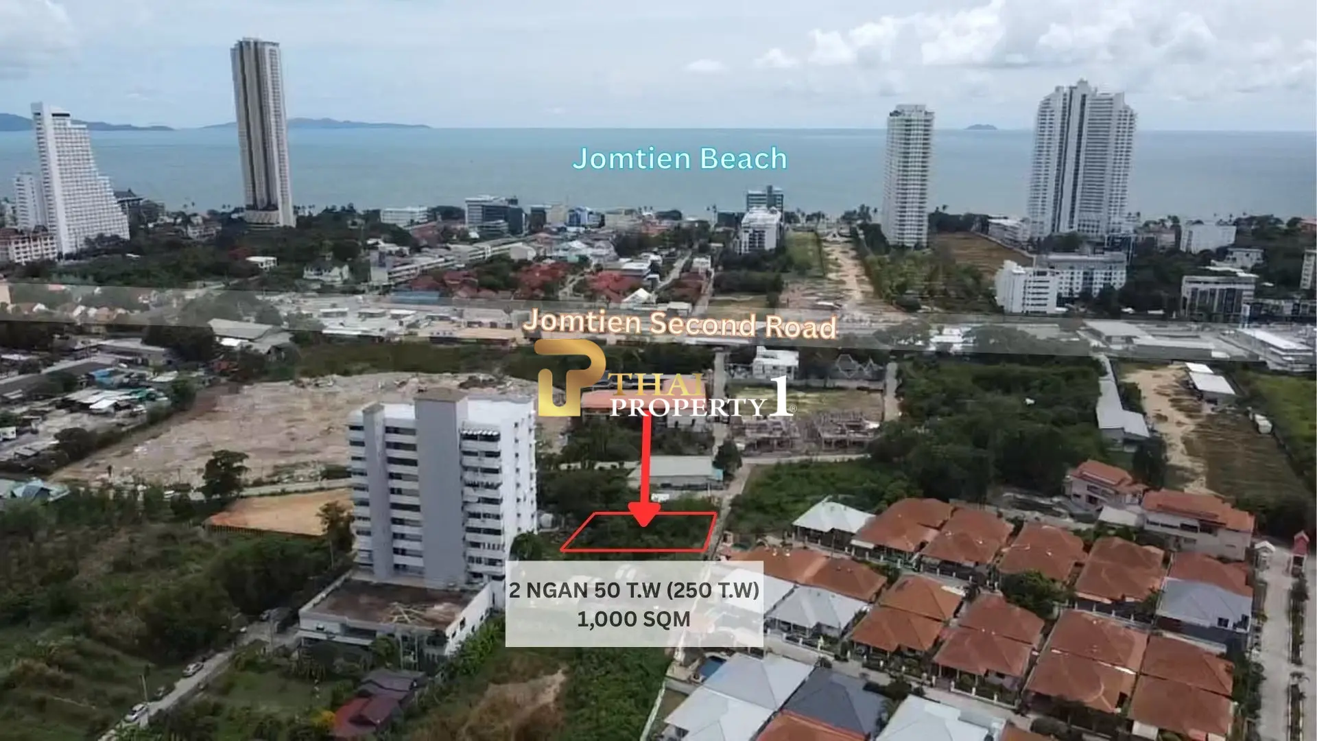 Land Plot for Sale Near Jomtien Beach 1,000 sqm (250 sq.wah)