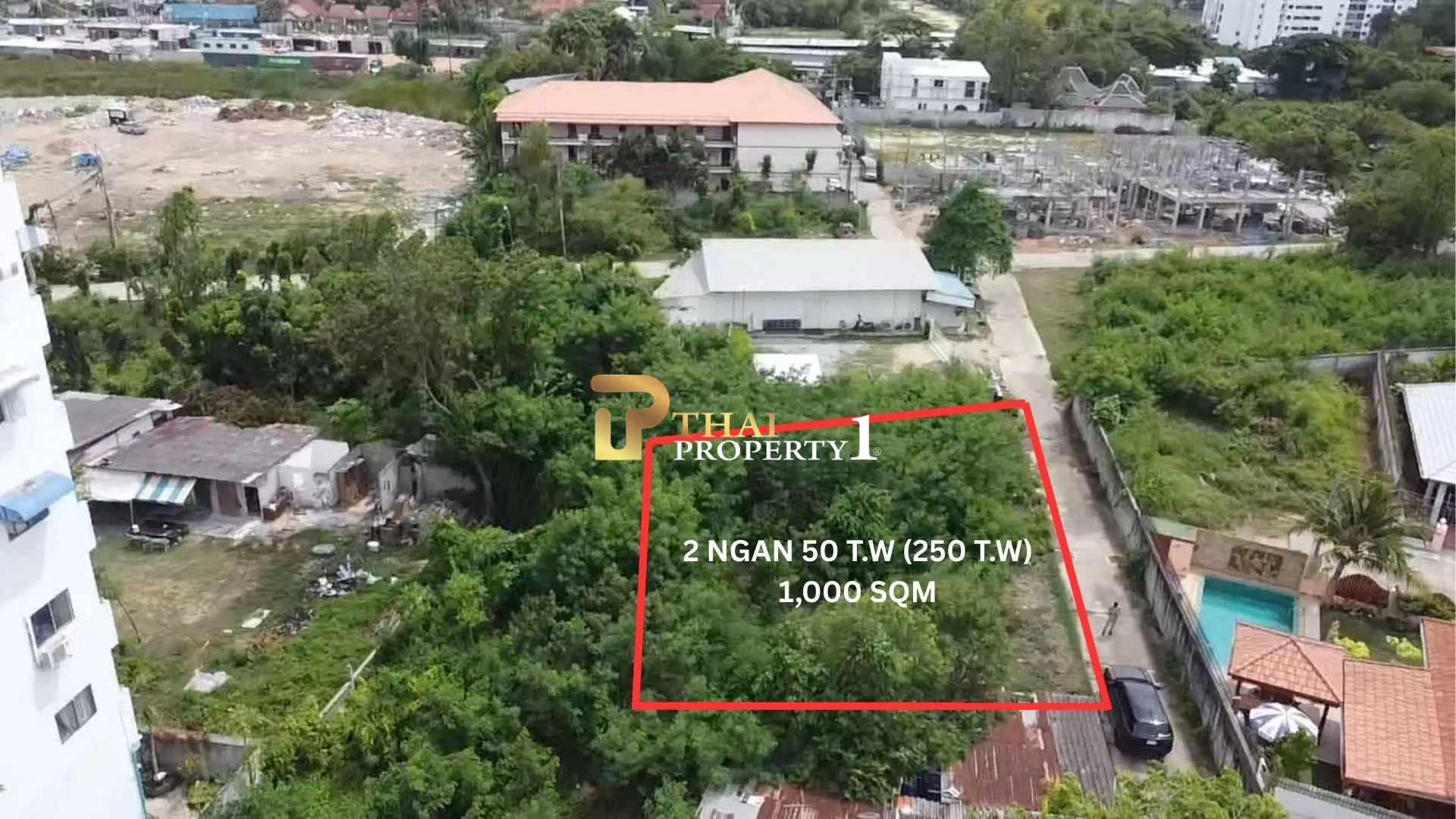 Land Plot for Sale Near Jomtien Beach 1,000 sqm (250 sq.wah)