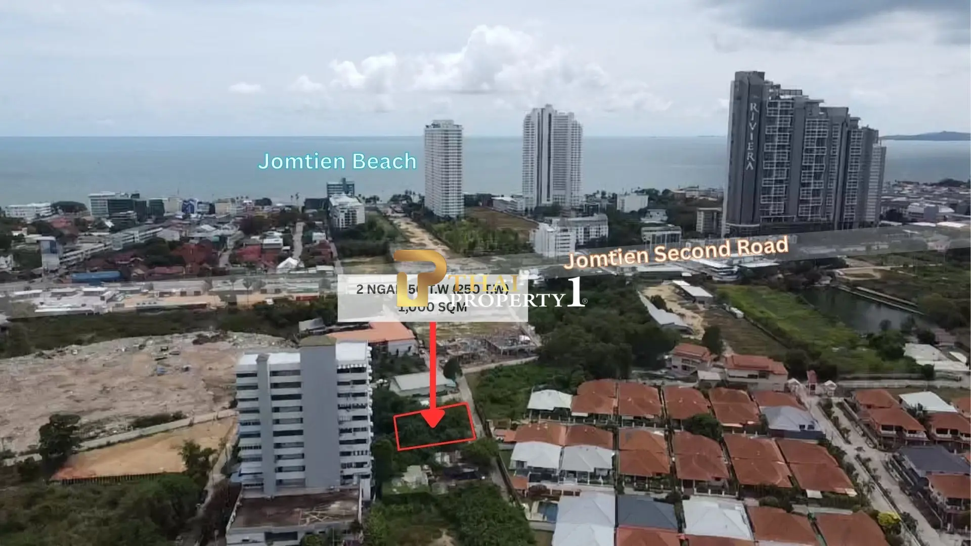 Land Plot for Sale Near Jomtien Beach 1,000 sqm (250 sq.wah)