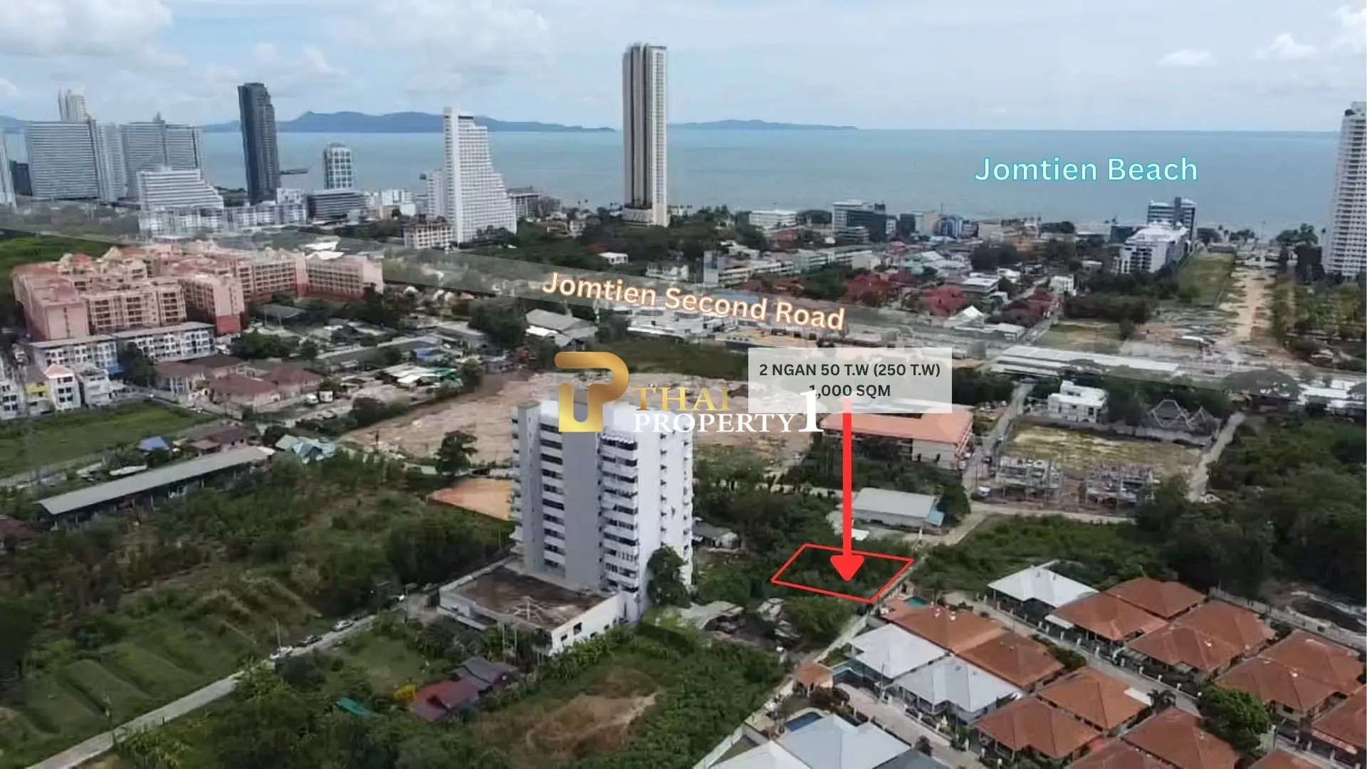 Land Plot for Sale Near Jomtien Beach 1,000 sqm (250 sq.wah)