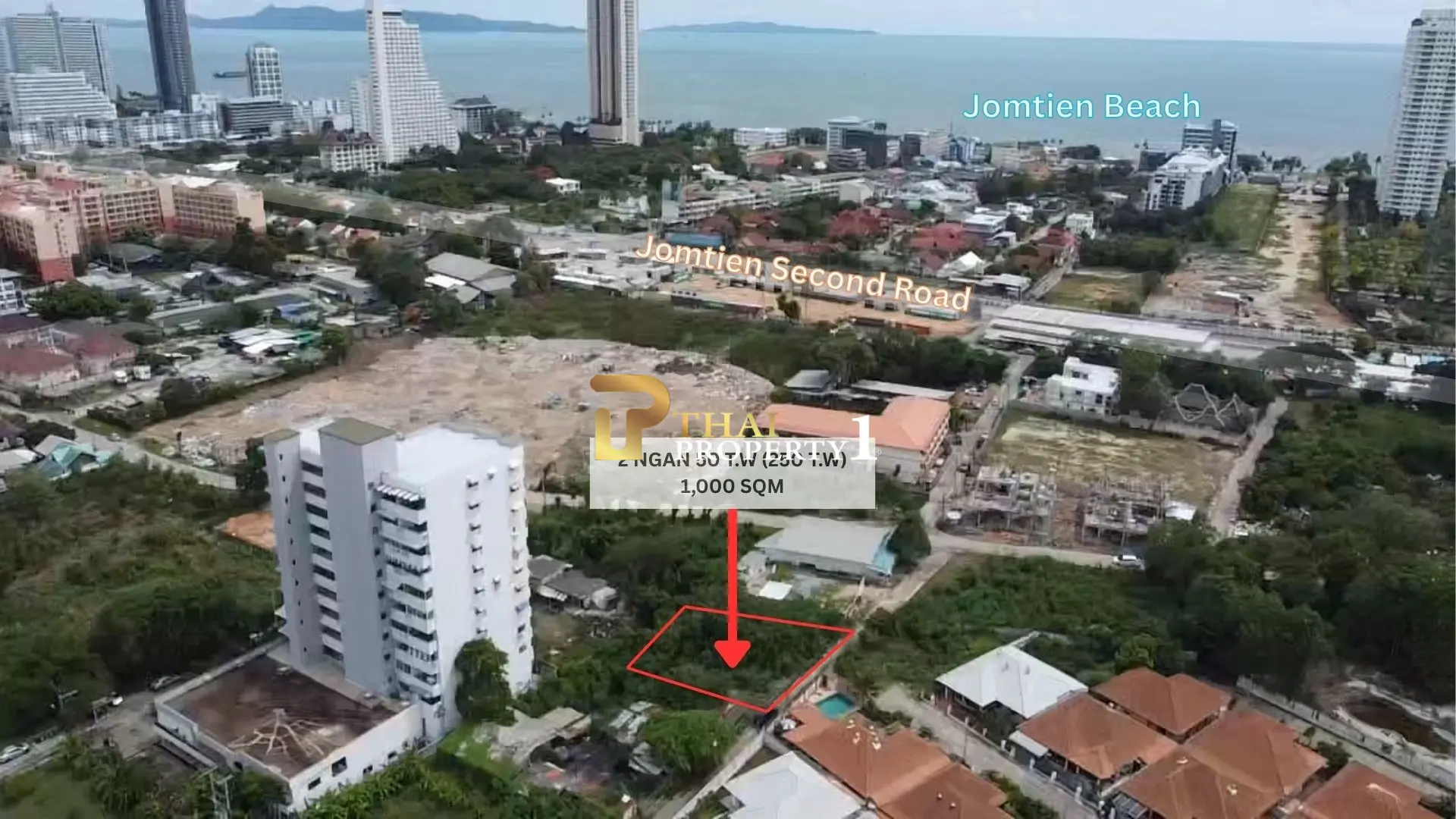 Land Plot for Sale Near Jomtien Beach 1,000 sqm (250 sq.wah)
