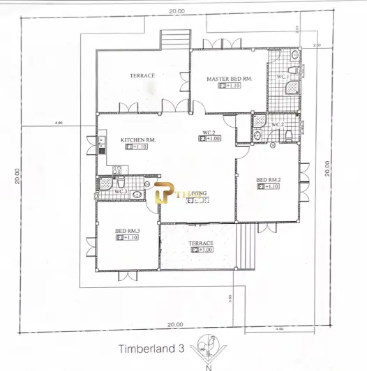 Romslig 3-soveroms, 3-bad enkeltetasjes villa med åpen planløsning i Cha-Am