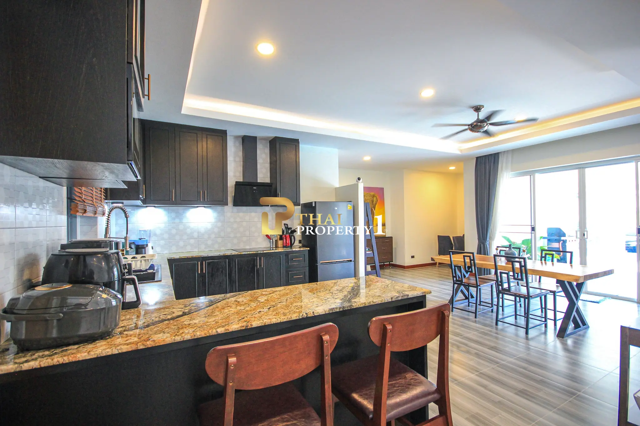 Modern Single-Story Pool Villa Open Living Space at Wararom Village Khao Tao