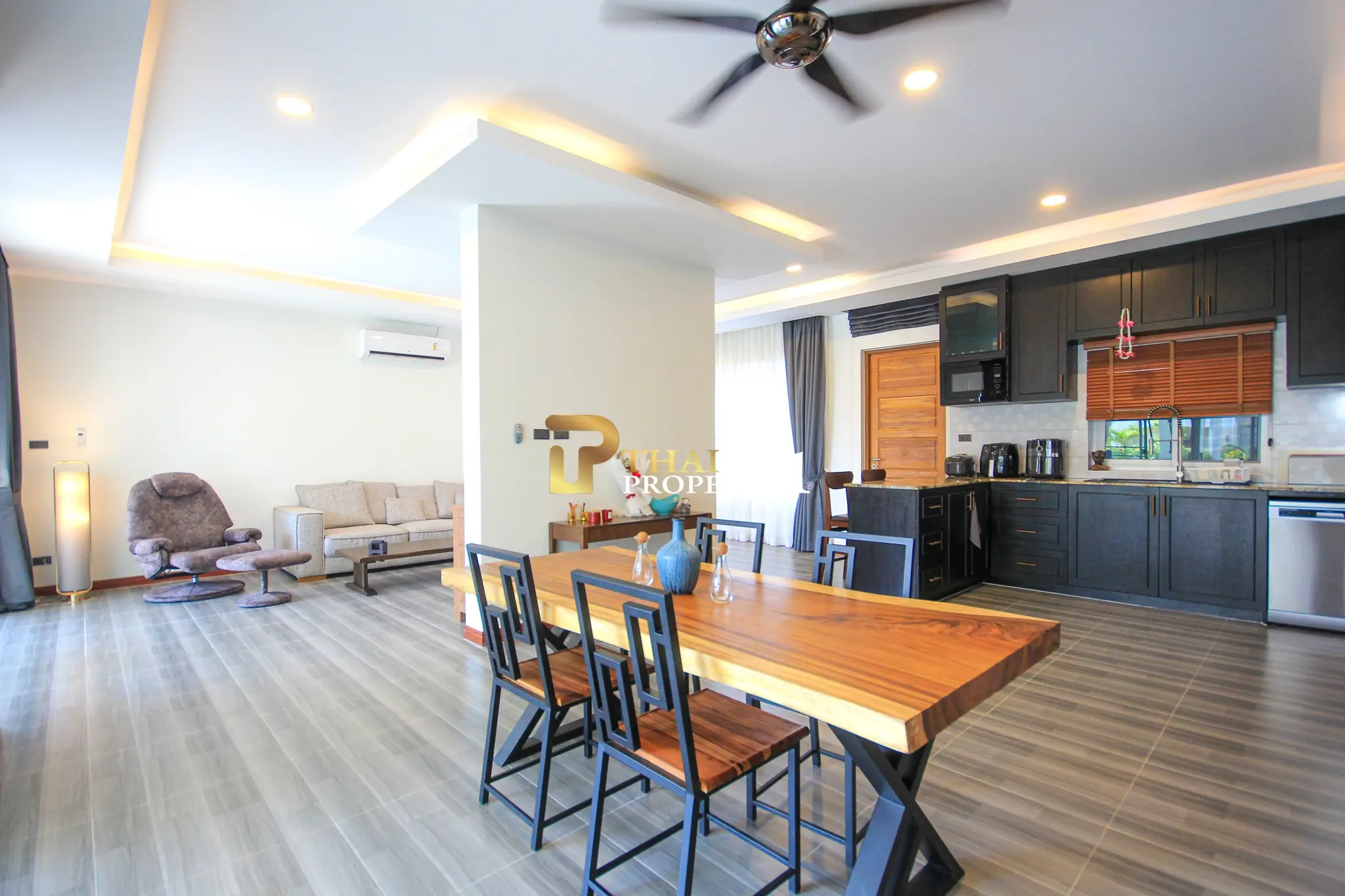 Modern Single-Story Pool Villa Open Living Space at Wararom Village Khao Tao