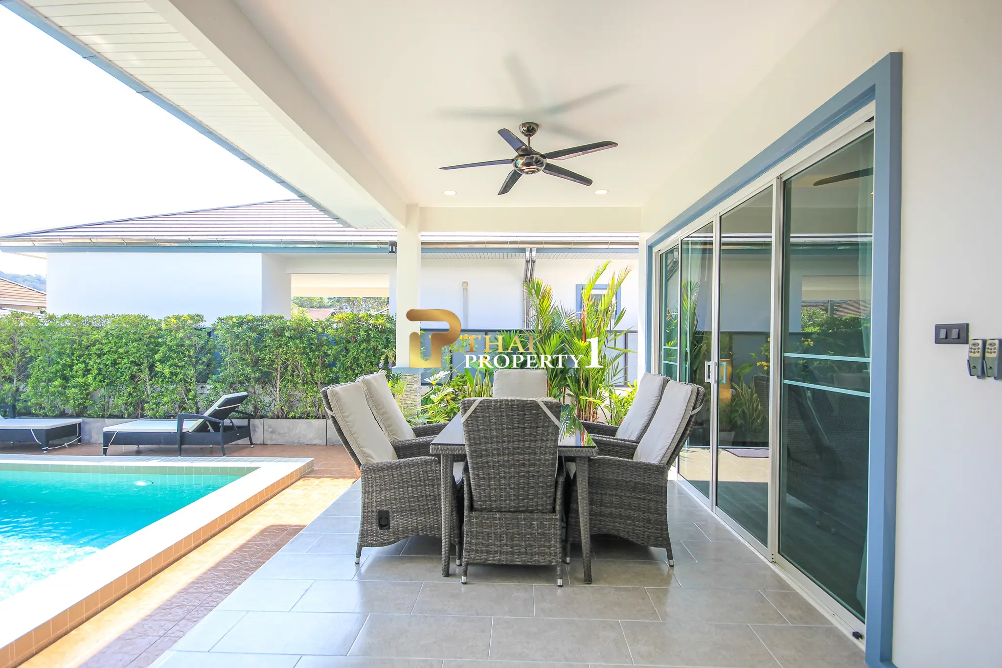 Modern Single-Story Pool Villa Open Living Space at Wararom Village Khao Tao