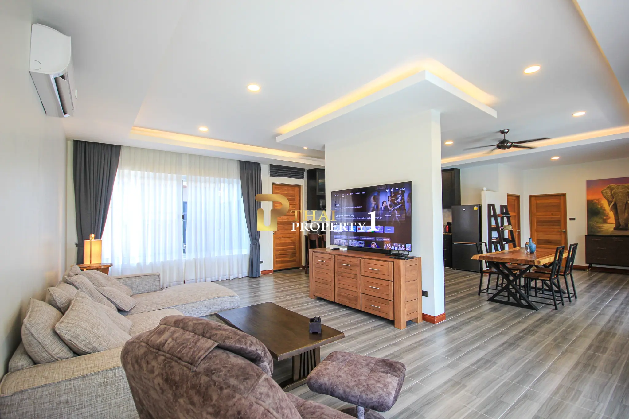 Modern Single-Story Pool Villa Open Living Space at Wararom Village Khao Tao