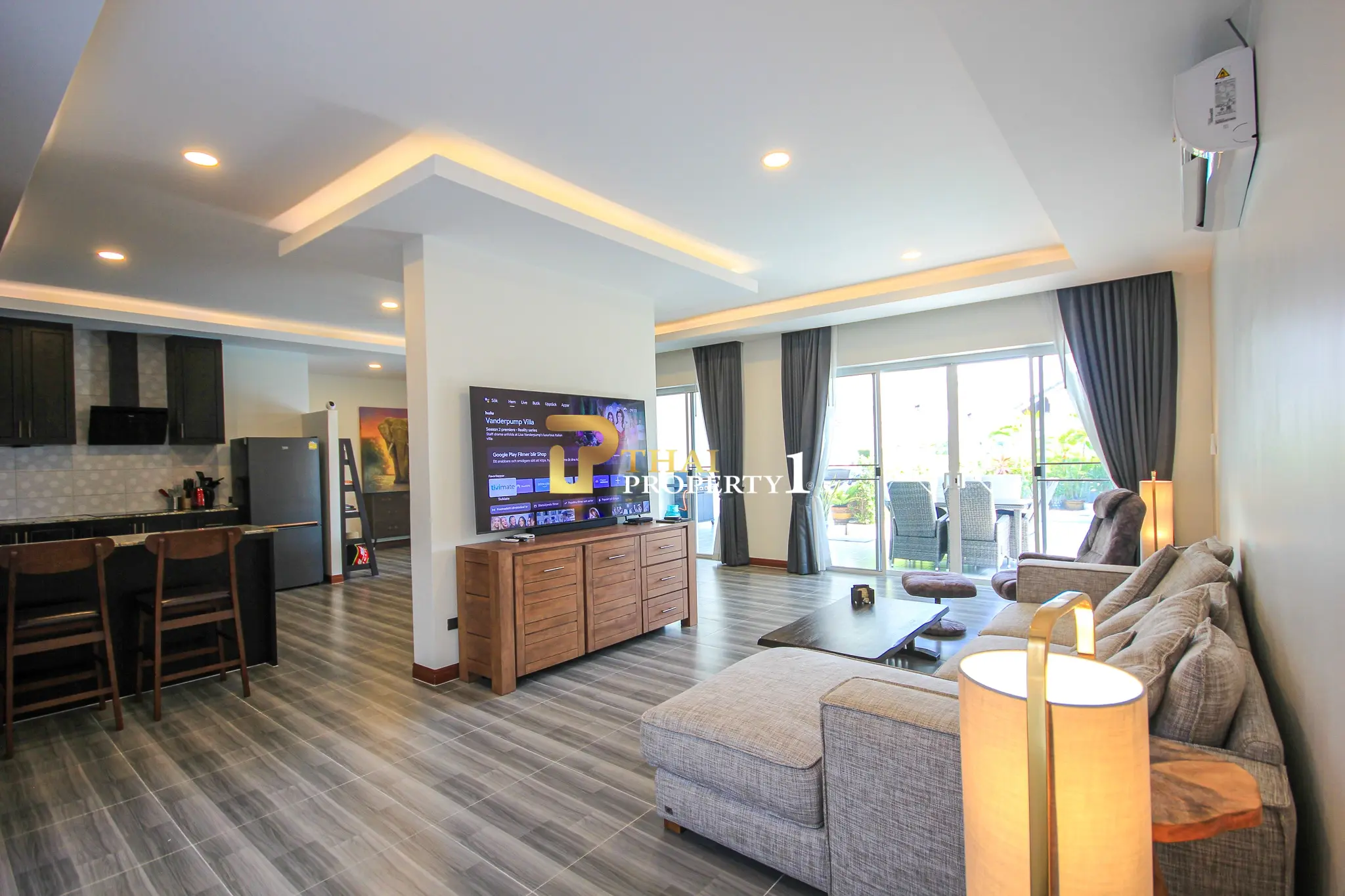 Modern Single-Story Pool Villa Open Living Space at Wararom Village Khao Tao