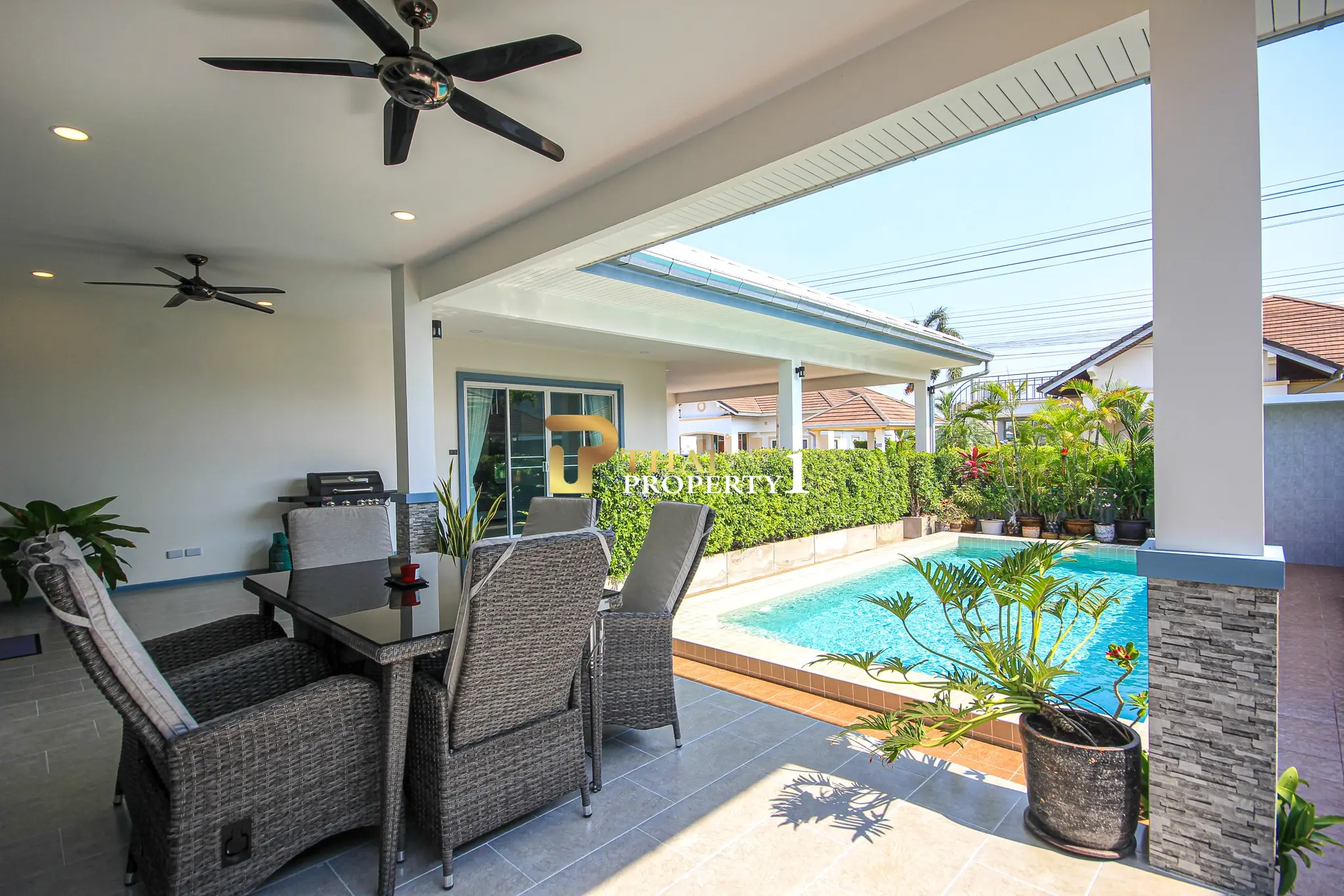 Modern Single-Story Pool Villa Open Living Space at Wararom Village Khao Tao